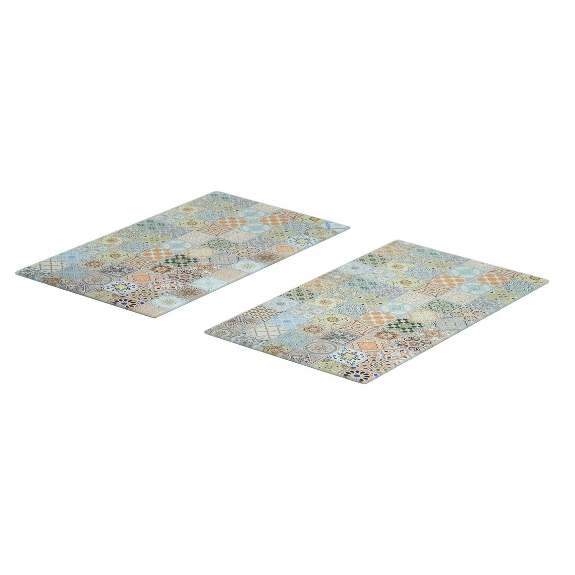 Zeller Present Schneide- und Abdeckplatte Mosaik, (Set, 2 tlg), nostalgisches Design