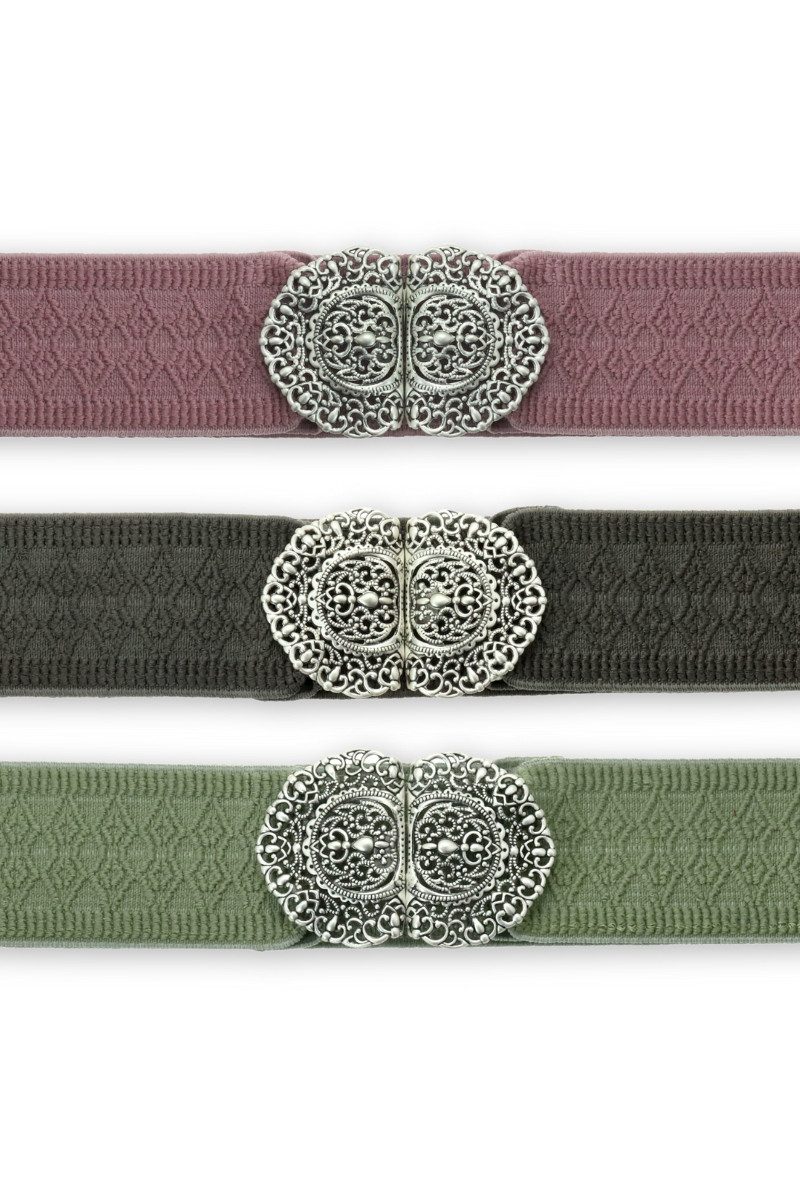 Herbert Hahn Ledergürtel Stretchgürtel Damen - HARMONIA - altrosa, grau, lindgrün