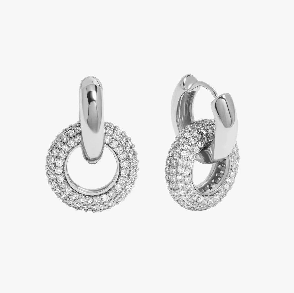 ROUGEMONT Paar Creolen Moderne zweiteilige Zirkonia Creolen Ohrringe Gold, günstig online kaufen