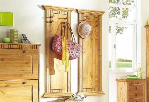 OTTO home Garderobenpaneel Rustic, Set aus 2 Paneelen, Landhausstil (2 St), aus massiver Kiefer, mit dekorativen Fräsungen