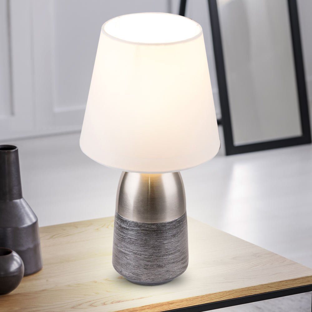 LED Design Tisch Leuchte grau Ess Zimmer Beleuchtung Touch Beistell Lampe Textil 