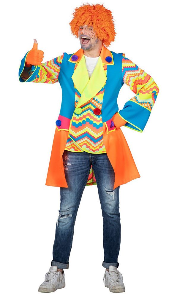 Karneval-Klamotten Clown-Kostüm Herren Zirkus Harlekin Frack mehrfarbig Karneval, witziger Clown-Frack Mantel Herrenkostüm Harlekin Narr