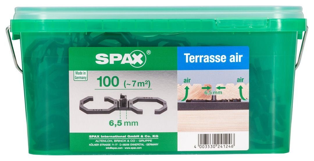 SPAX Terrassendielen Spax Air-Belüftung 9 Stück 6,5 x x 2,8 100 cm 0,4