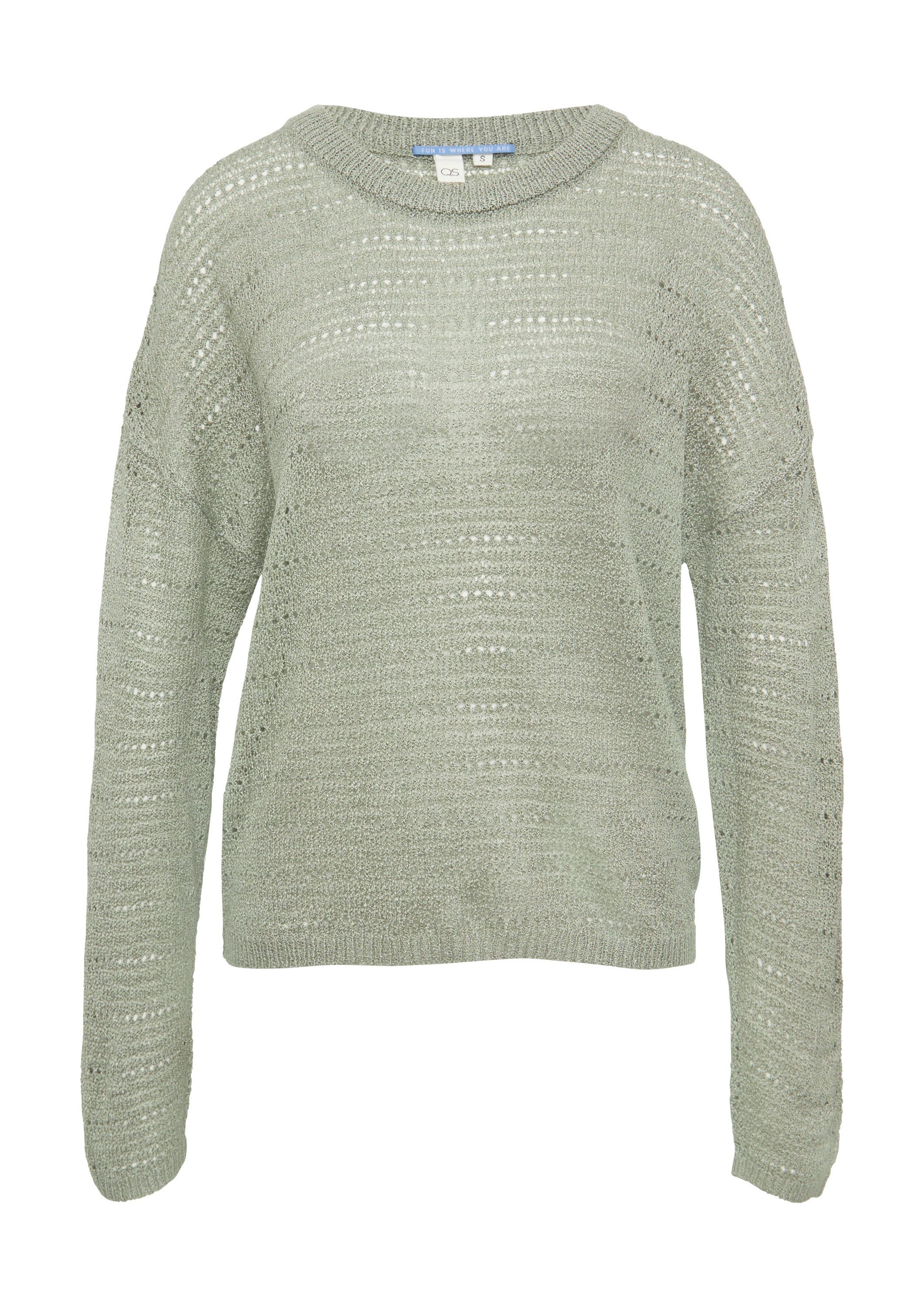 QS Longpullover Strickpullover leichter Pullover mit Ajourmuster günstig online kaufen