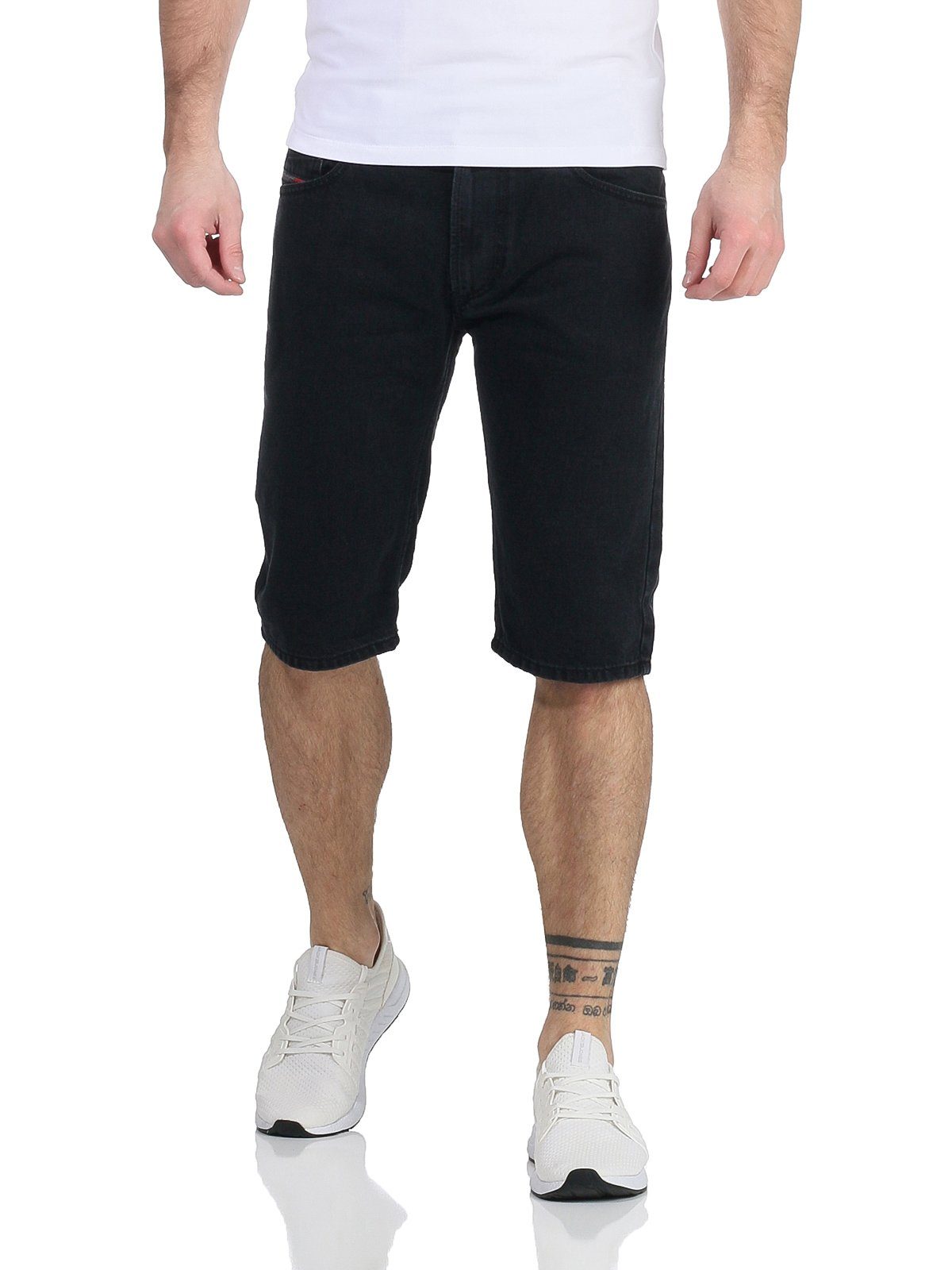 Kroshort Hose Herren kurze Used-Look R98V4 Jeansshorts Jeans Shorts RG48R Schwarz Diesel dezenter Shorts,