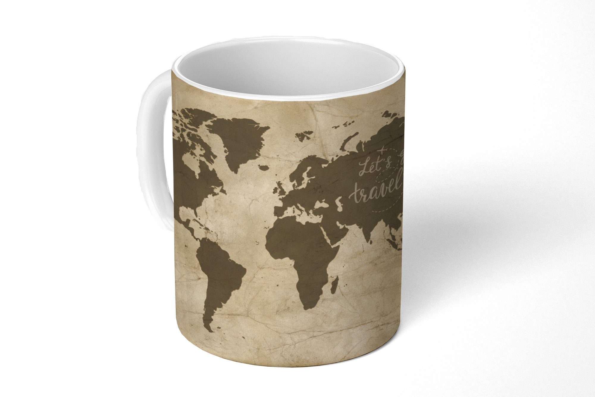 - MuchoWow Becher, Geschenk Sprichwörter Keramik, Tasse Teetasse, Weltkarte Kaffeetassen, Schwarz, Teetasse, -