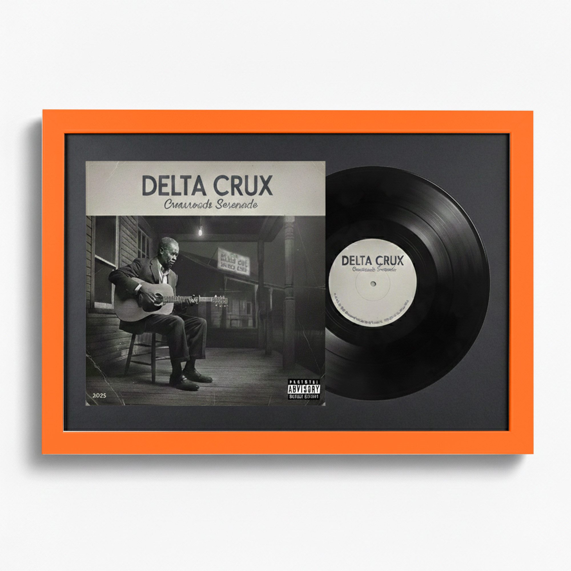 K-Möbel Bilderrahmen Schallplatten Rahmen für Vinyl und Cover, (1 St), mit Passepartout