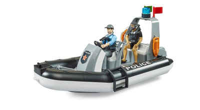 Bruder Spielwaren Spielzeug-Boot bworld Polizei Schlauchboot mit Polizist, Taucher und Zubehör, (13-tlg), Lichtmodul