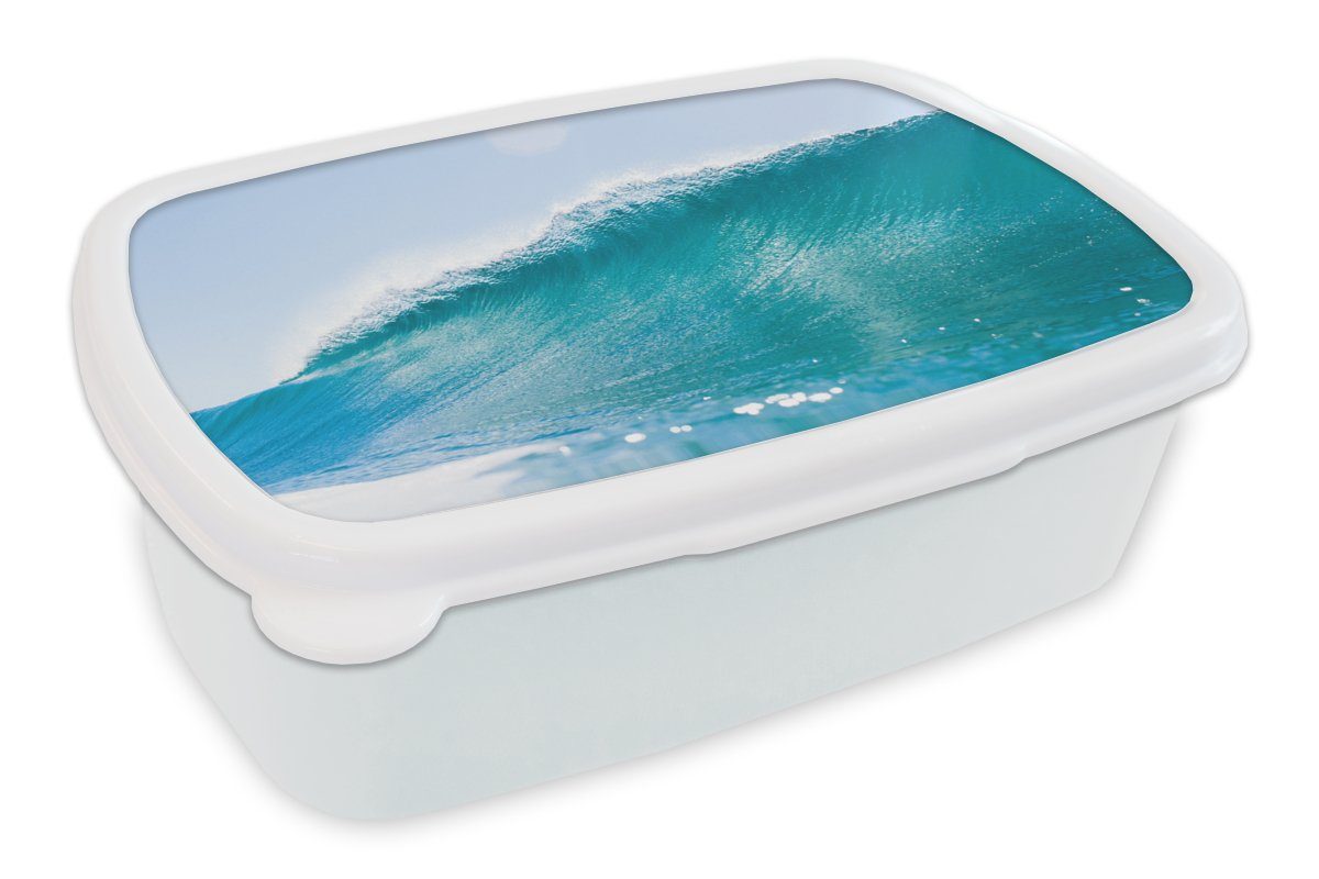 MuchoWow Lunchbox Meer - Golf - Blau, Kunststoff, (2-tlg), Brotbox für Kinder und Erwachsene, Brotdose, für Jungs und Mädchen weiß