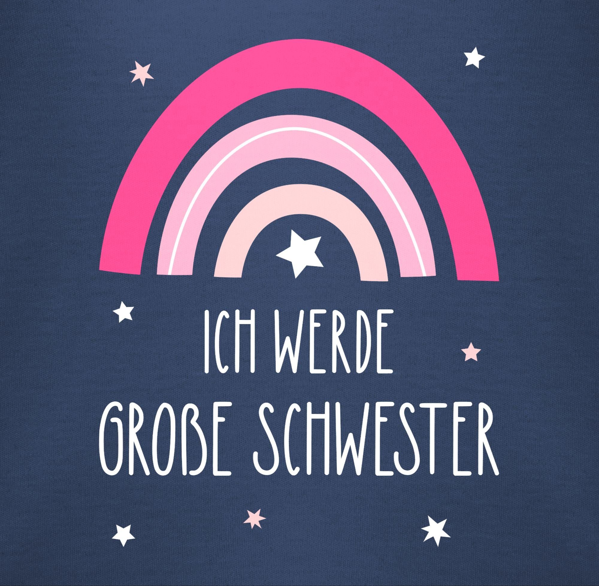 Schwester Schwester Große - 1 grosse werde - Schwester Ich große Blau Shirtracer T-Shirt Navy Regenbogen