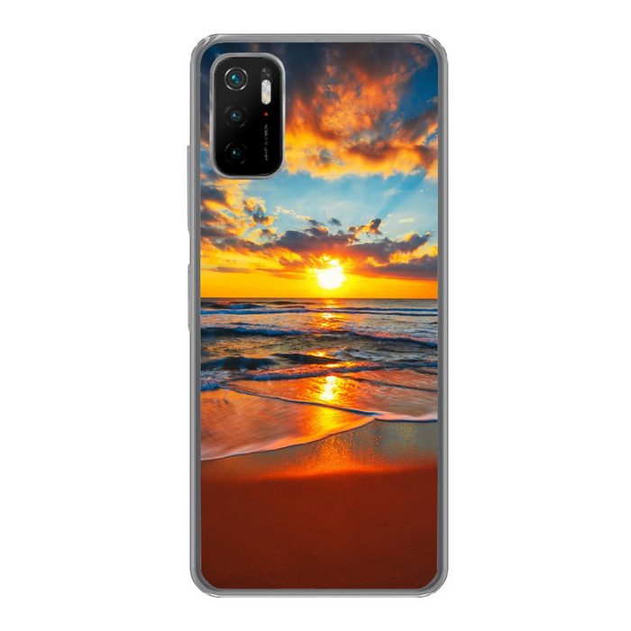 MuchoWow Handyhülle Meer - Sonnenuntergang - Strand - Wolken - Orange Phone Case Handyhülle Xiaomi Poco M3 Pro 5G Silikon Schutzhülle