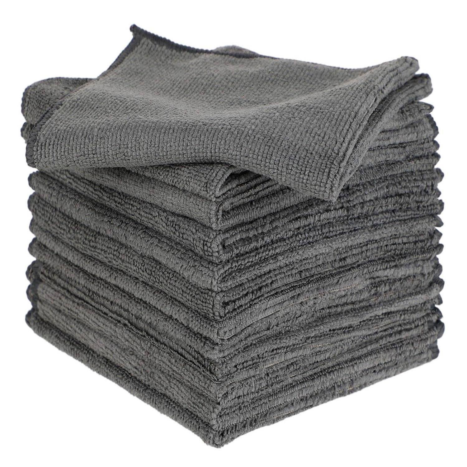 LuxusKollektion Microfaser Reinigungstücher 12 Stk 30x30cm Grau Mikrofasertuch (Textil, 30x30 cm, 12-tlg)