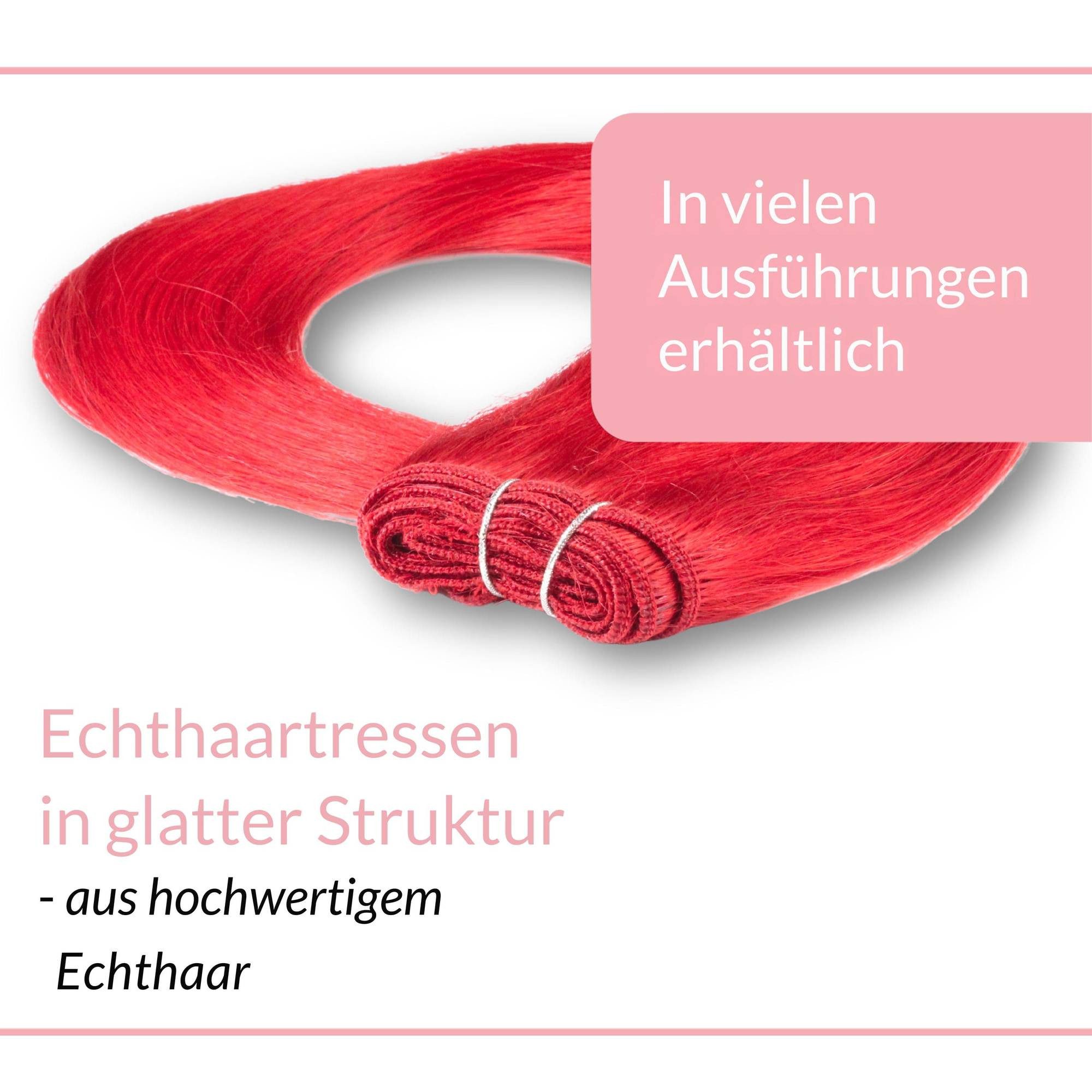 hair2heart Echthaar-Extension Glatte Echthaartresse #0/44 Rot-Intensiv 40cm