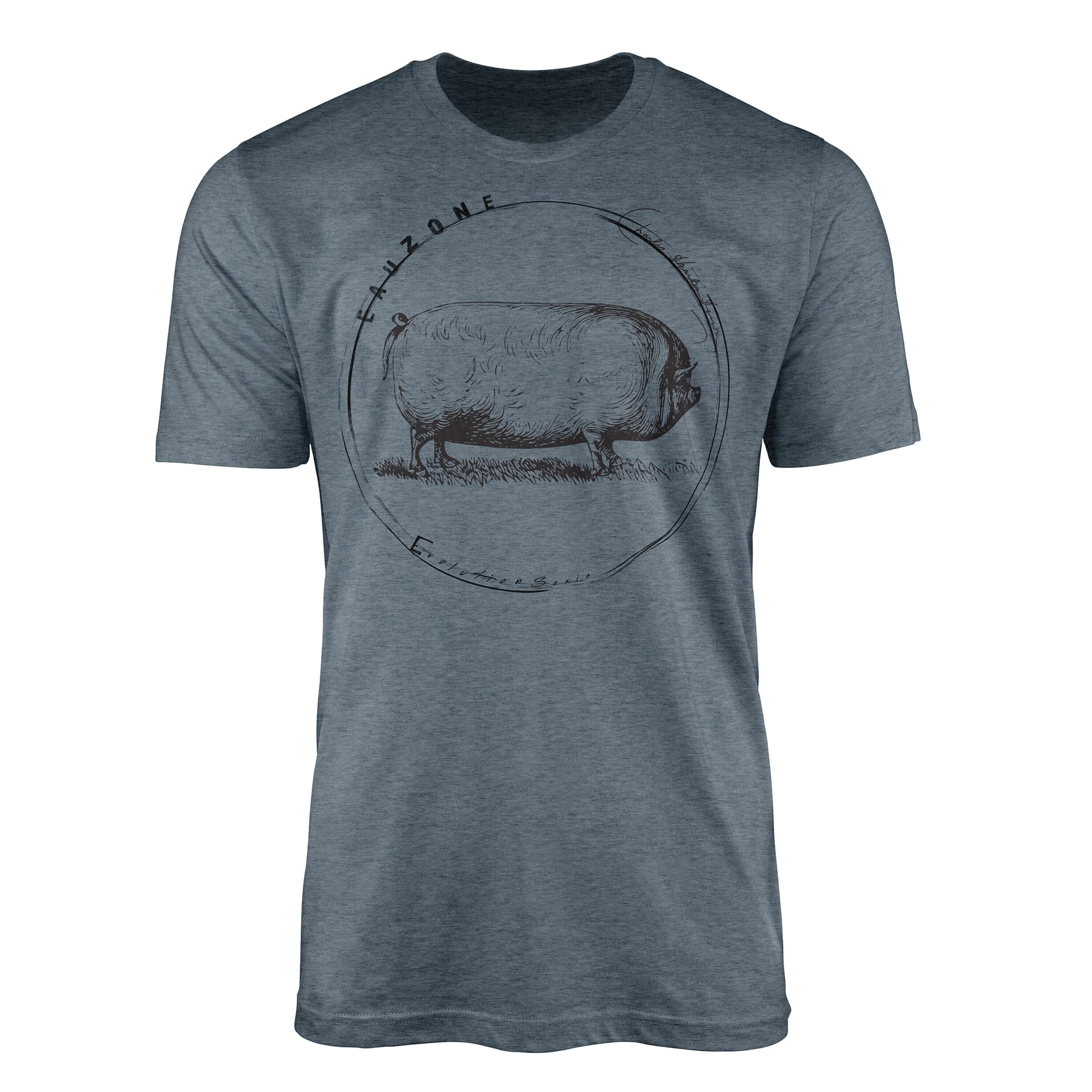 Sinus Art T-Shirt Evolution Herren T-Shirt Schwein Indigo | T-Shirts