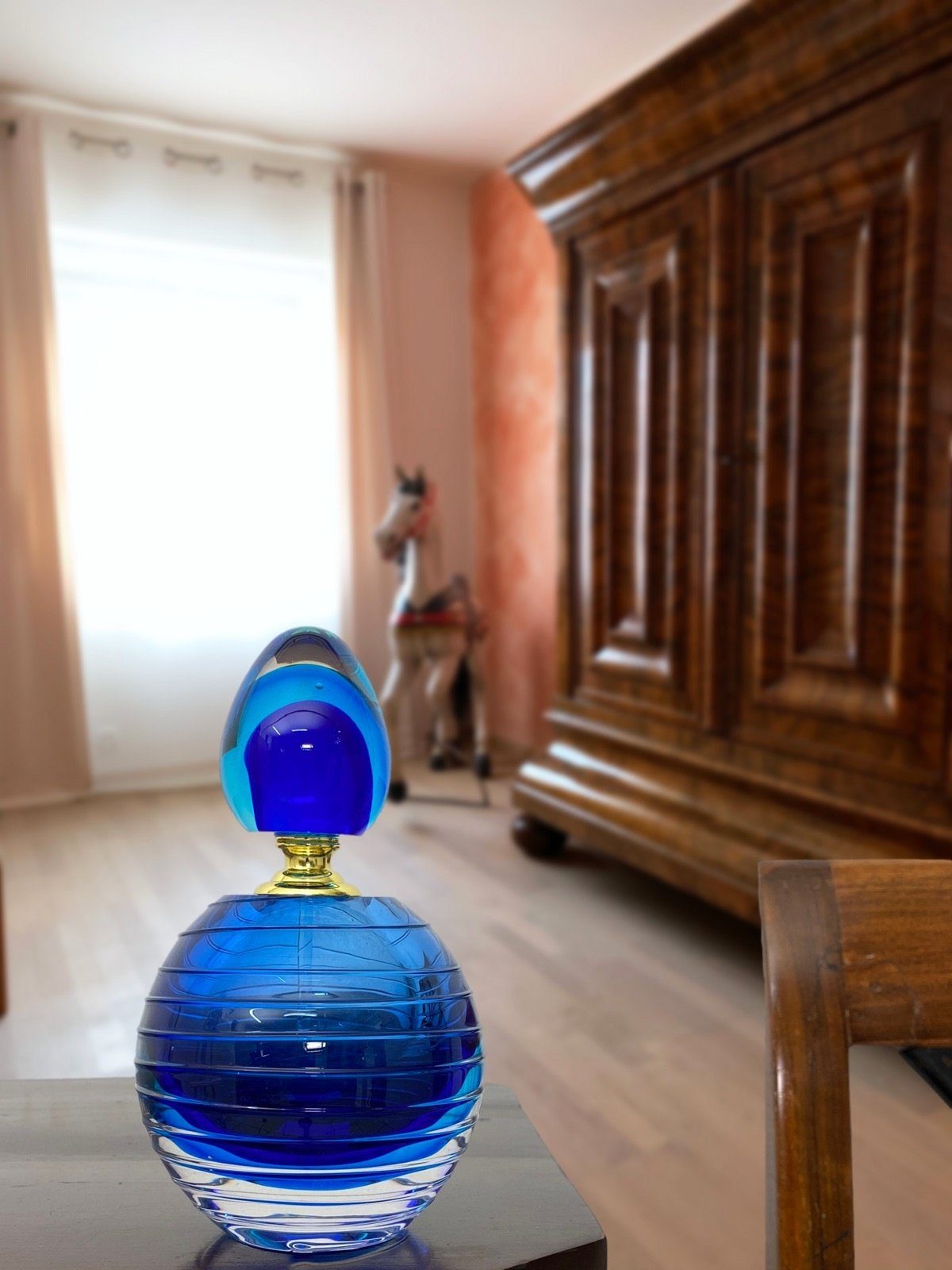 Glasstab Dekofigur Glas Murano-Antik-Stil Parfum Parfumflak Geschliffener Flakon Aubaho