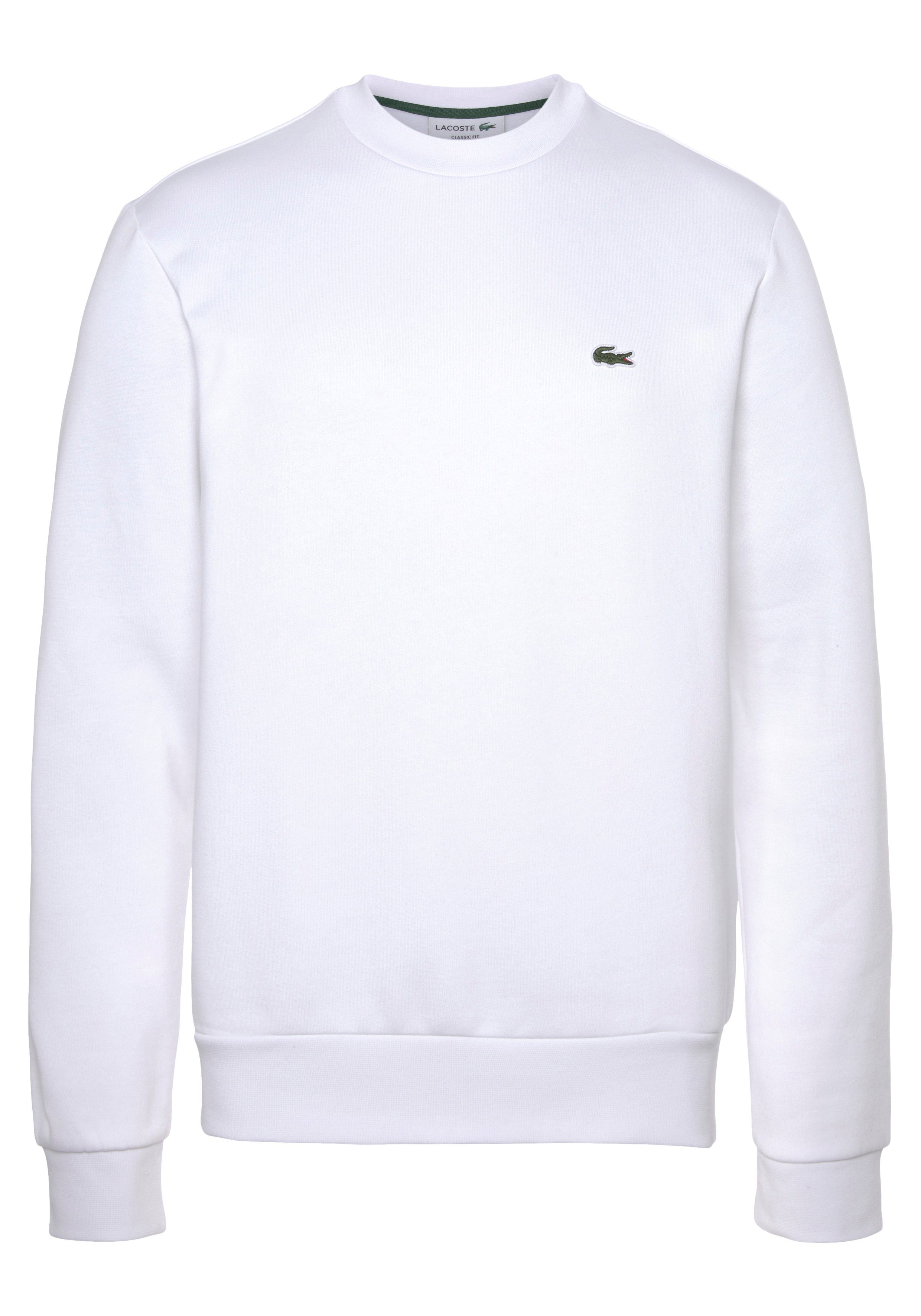 Lacoste Sweatshirt (1-tlg) mit klassischem Rundhalsausschnitt white