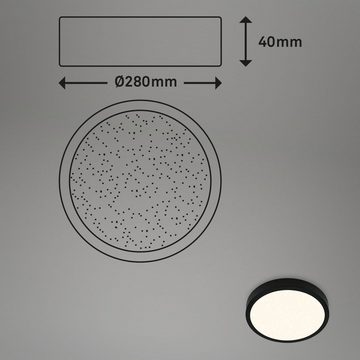 Briloner Leuchten Aufbauleuchte 3701-015, Sternenhimmel, CCT Farbtemperatursteuerung, Fernbedienung, dimmbar, Nachtlicht, Timer, Speicherfunktion, LED fest verbaut, Farbwechsler, Kaltweiß, Neutralweiß, Tageslichtweiß, Warmweiß, Deckenlampe, 28x4cm, Schwarz, 18W, Wohnzimmer, Schlafzimmer, Küche