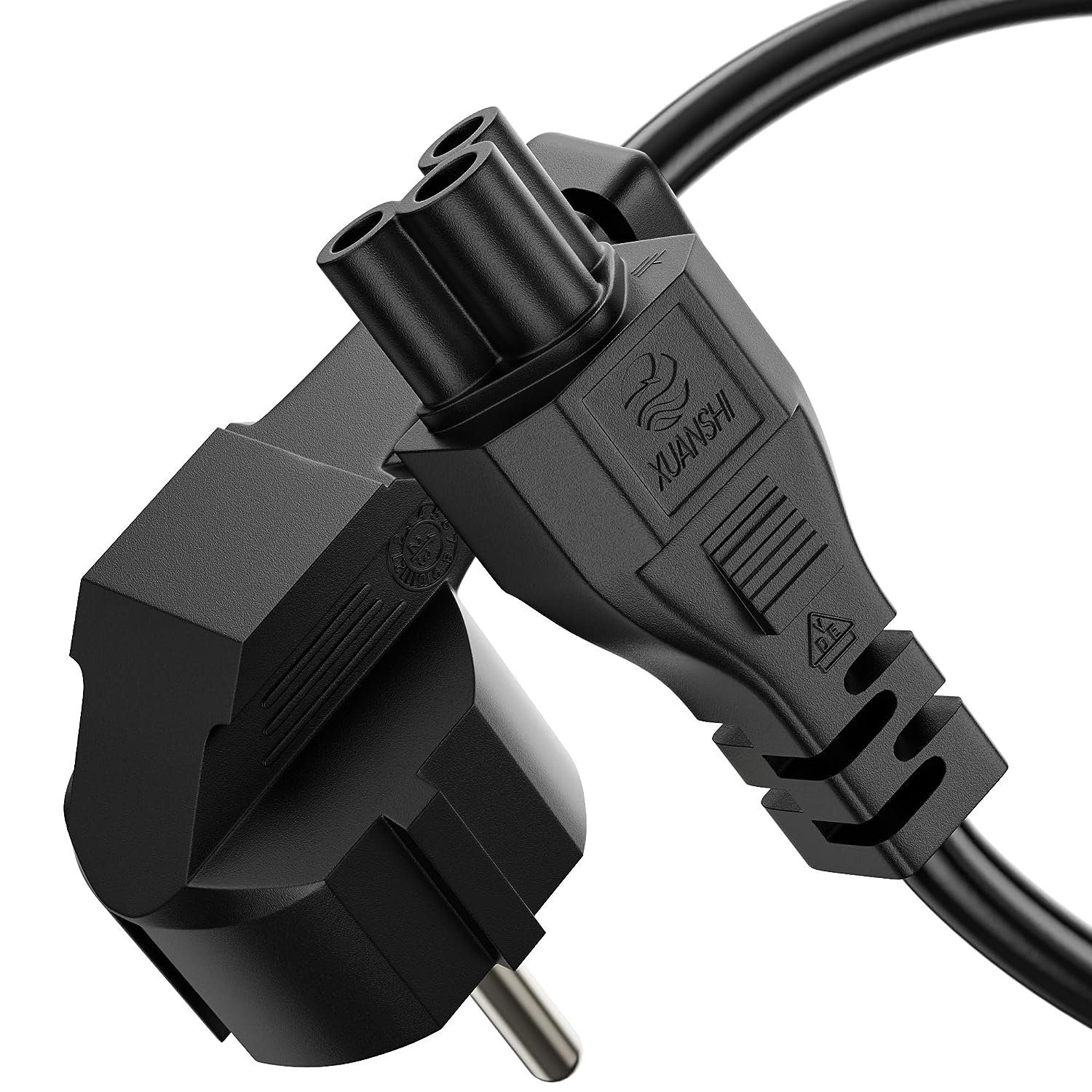 conecto conecto Strom-Kabel, Schutzkontakt-Stecker 90° auf C5 IEC-Buchse 90°, Stromkabel, (100 cm)