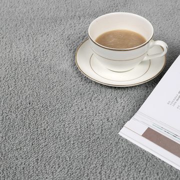 Teppich Waschbarer Kurzflor Teppich Wohnzimmer Schlafzimmer Rutschfest Teppich, CALIYO, Rechteck, Höhe: 15 mm, Flauschig Weich Teppich Moderne Einfarbige Muster