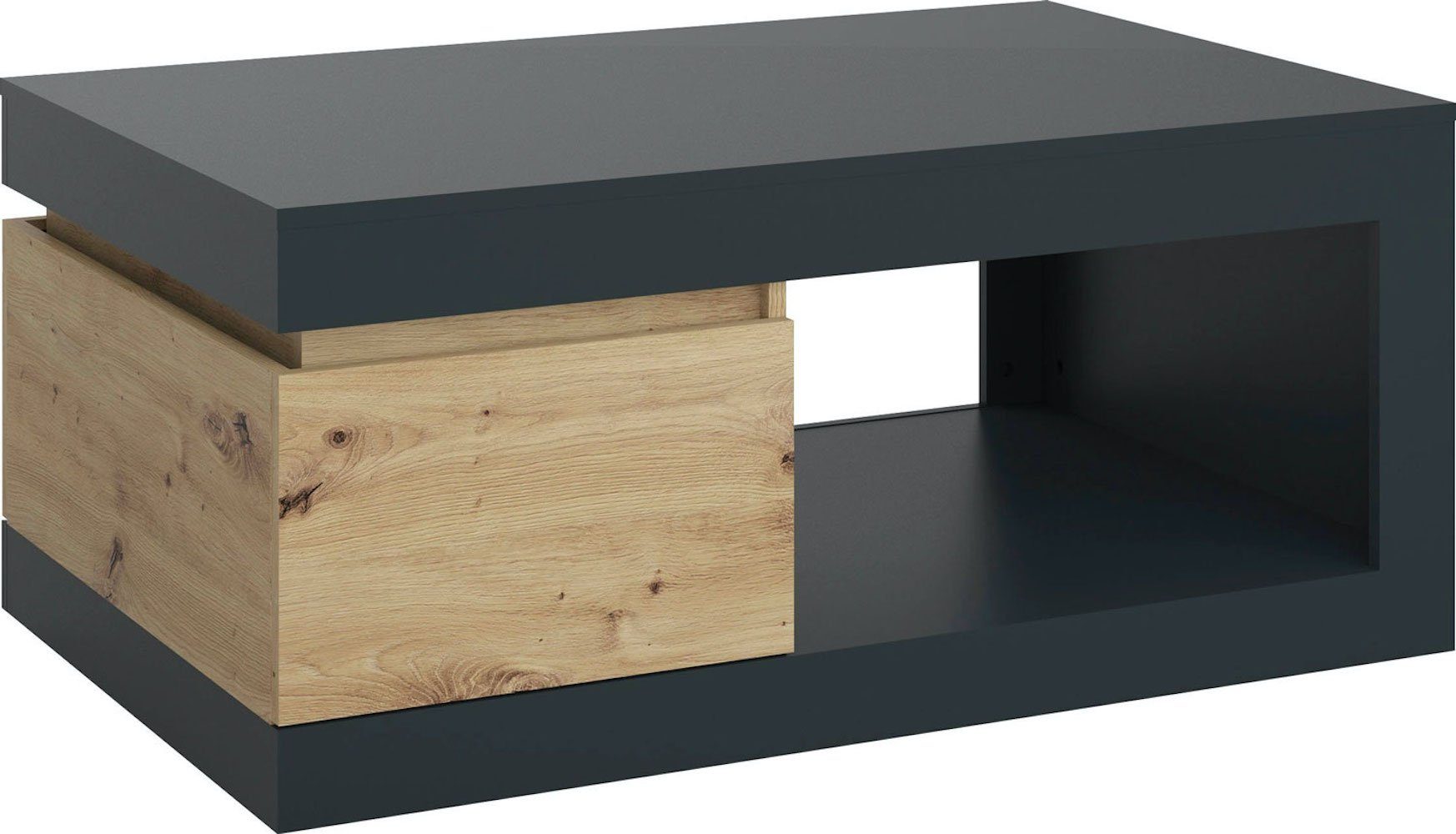 Feldmann-Wohnen Couchtisch Luci (Luci, 1-St., Couchtisch), 110x70cm artisan eiche kosmos grau