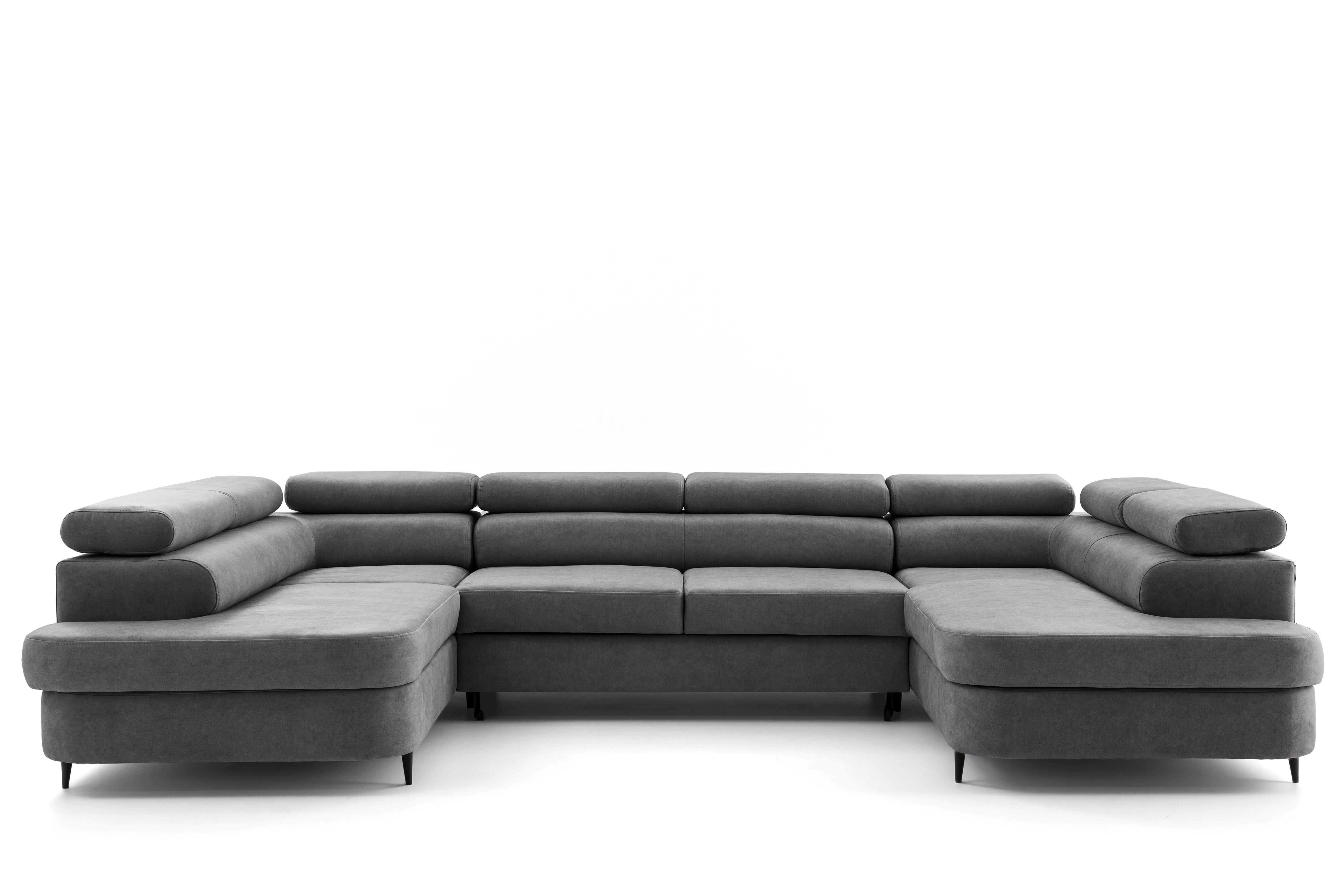 NEXT COLLECTION Ecksofa PRIAM Maxi U2, Schlaffunktion 2x Bettkasten XXL U-Form Verstellbare Kopfstützen, mit Bettkasten