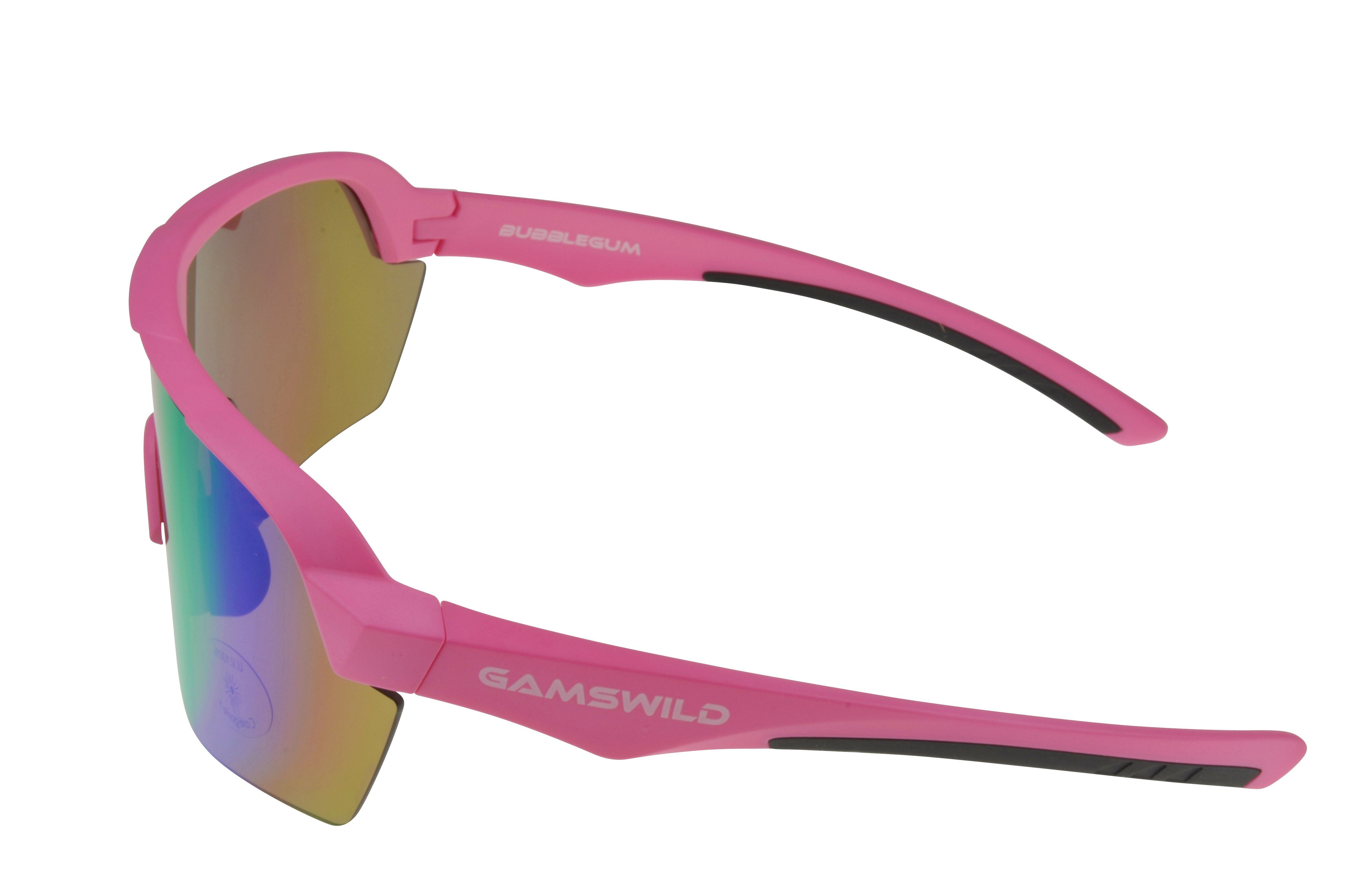 Gamswild Sportbrille UV400 Sonnenbrille Skibrille Fahrradbrille extra große Scheibe Damen, Herren Modell WS7138 in, pink, weiß, blau, schwarz, mintgrün
