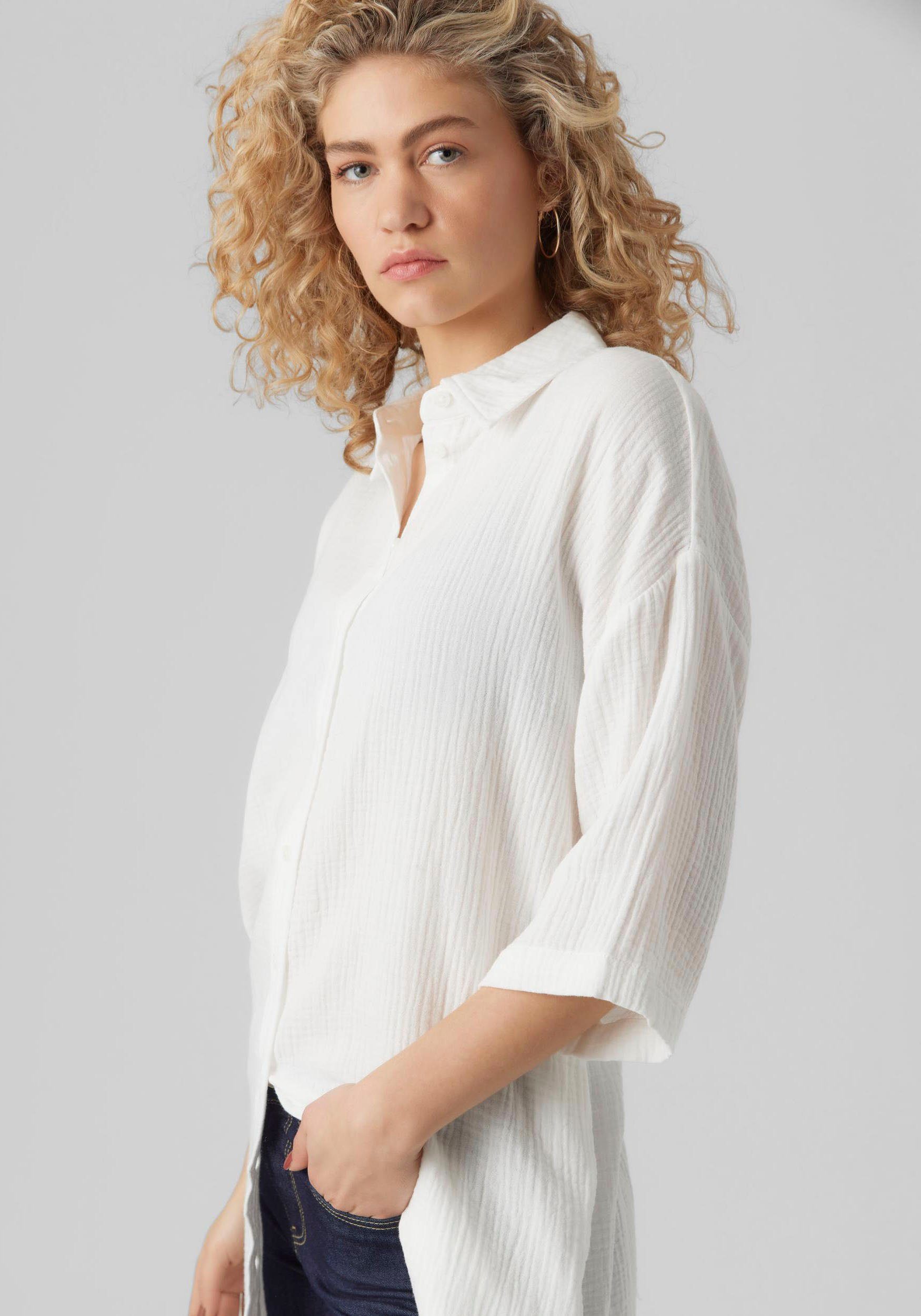 Vero Moda Hemdblusenkleid VMNATALI 3/4 LONG OVERSHIRT NOOS Sommerkleid, mit 3/4 Ärmel