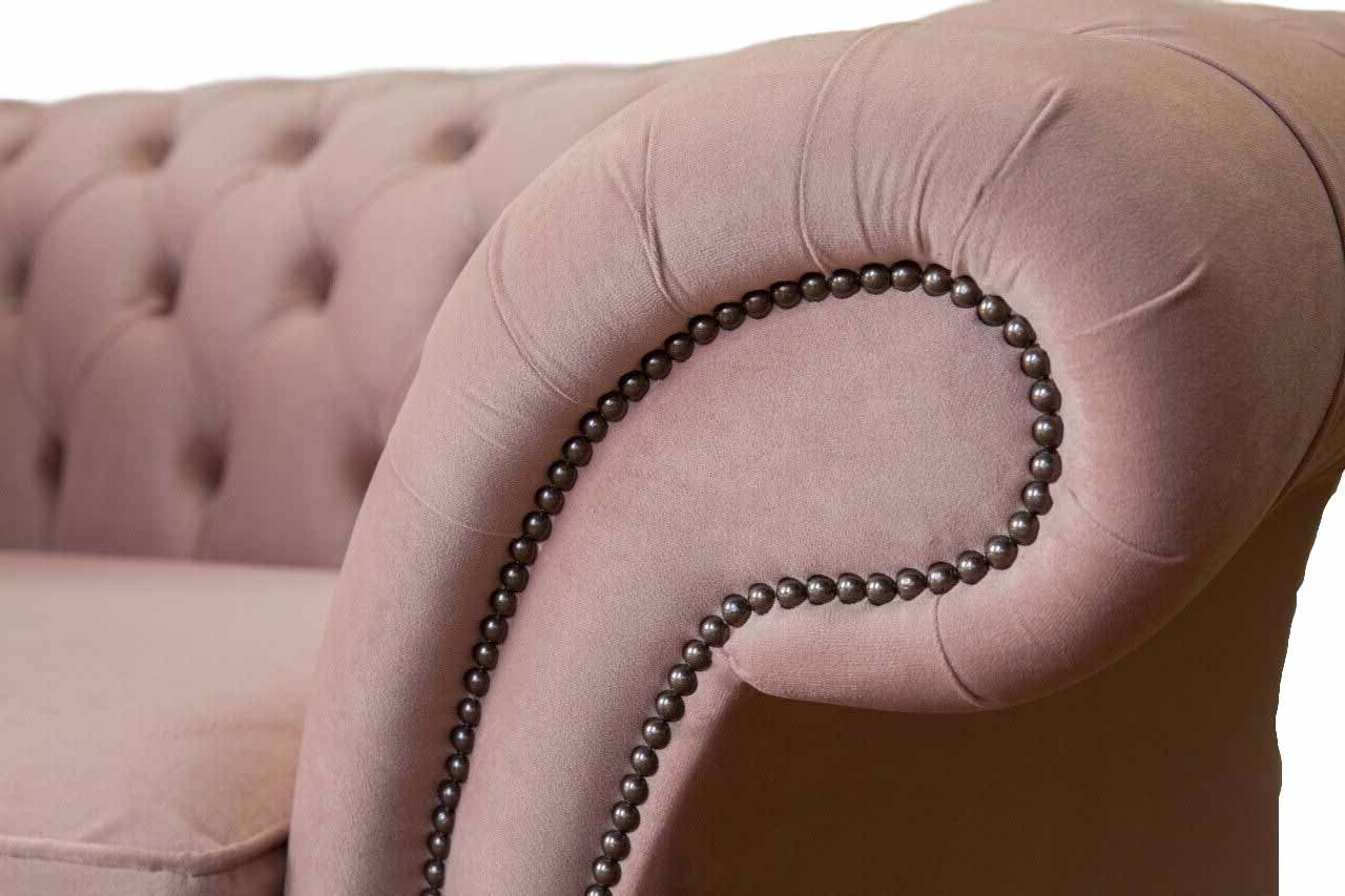 JVmoebel Chesterfield-Sessel Rosa Sessel im Textil Design mit eleganten silbernen Füßen (Packung, Relaxsessel), Made in Europa