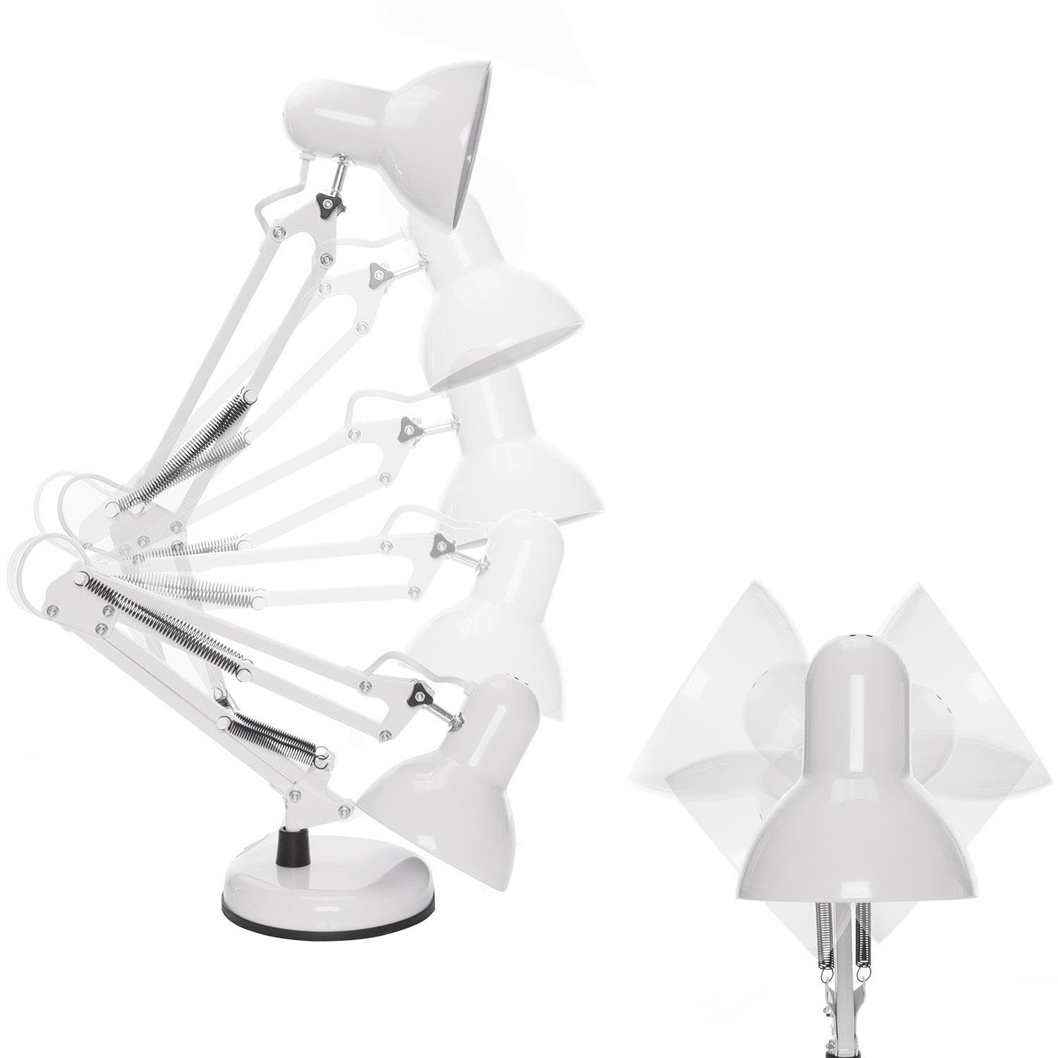 Arbeitsplatzlampe Goods+Gadgets Leselampe, Retro Tischlampe, Gelenk-Arm LED LED Weiß Schreibtischlampe wechselbar,