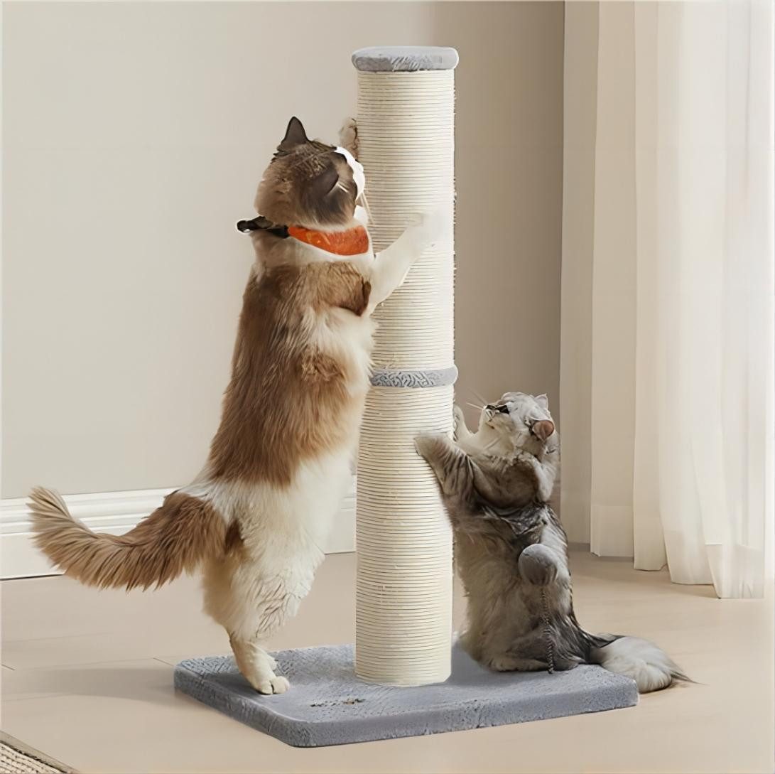 FEANDREA Kratzbaum 85 cm hoch, Katzenbaum, Sisalstamm, mit Plüschball und Glocke, XL, 13 cm dicker Stamm, Kratzstamm für mittelgroße und große Katzen
