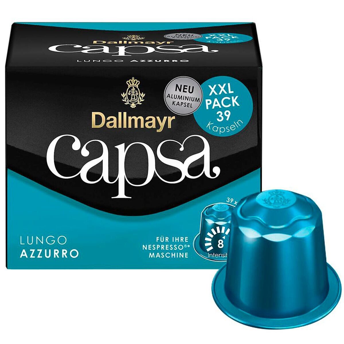 DALLMAYR Kaffee capsa Lungo Azzurro XXL, 39 Kapseln