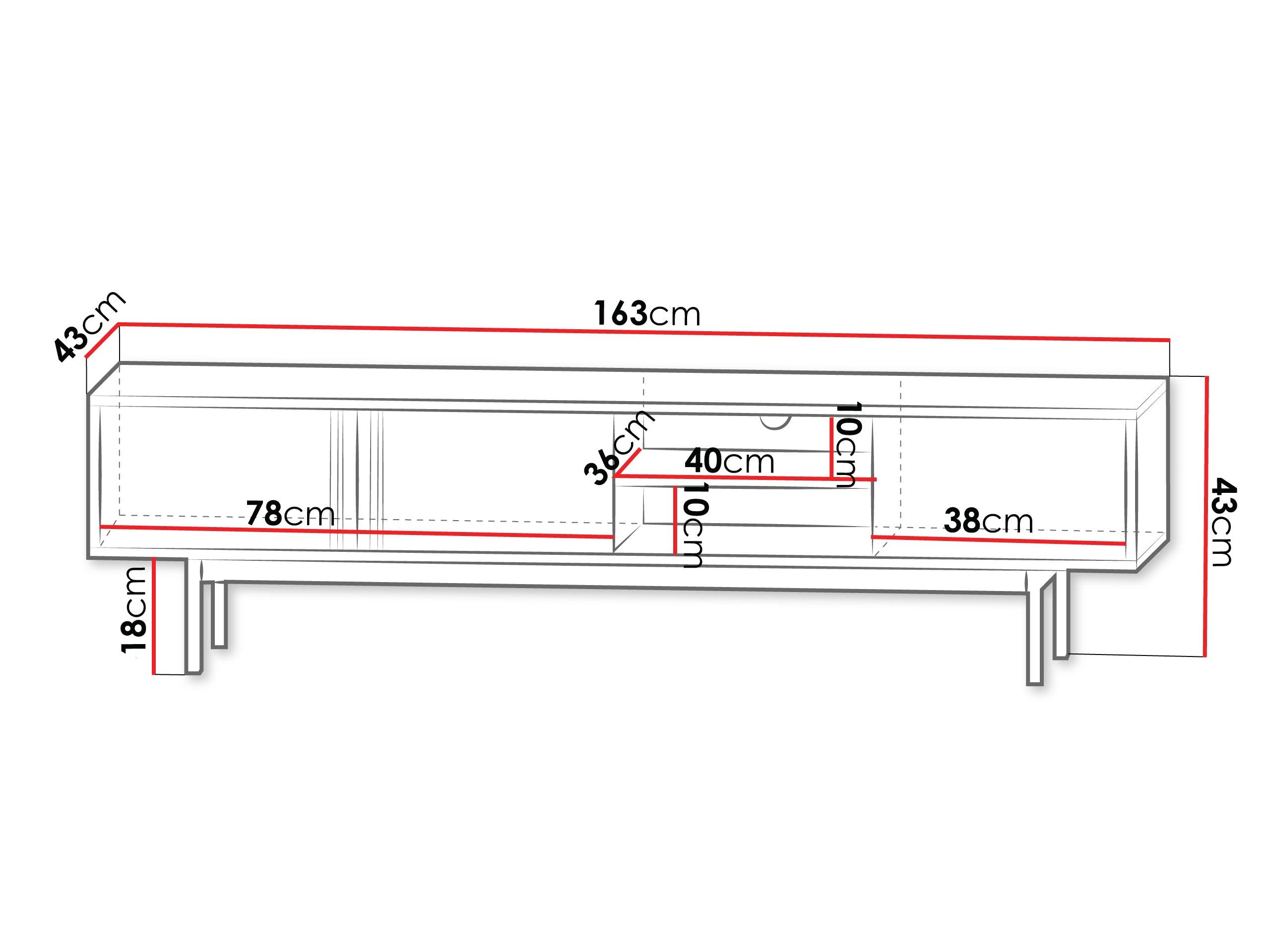 MIRJAN24 TV-Schrank Alsy 3D AL09 (mit drei Drehtüren) 163x43x43 cm, Untergestell aus Metall