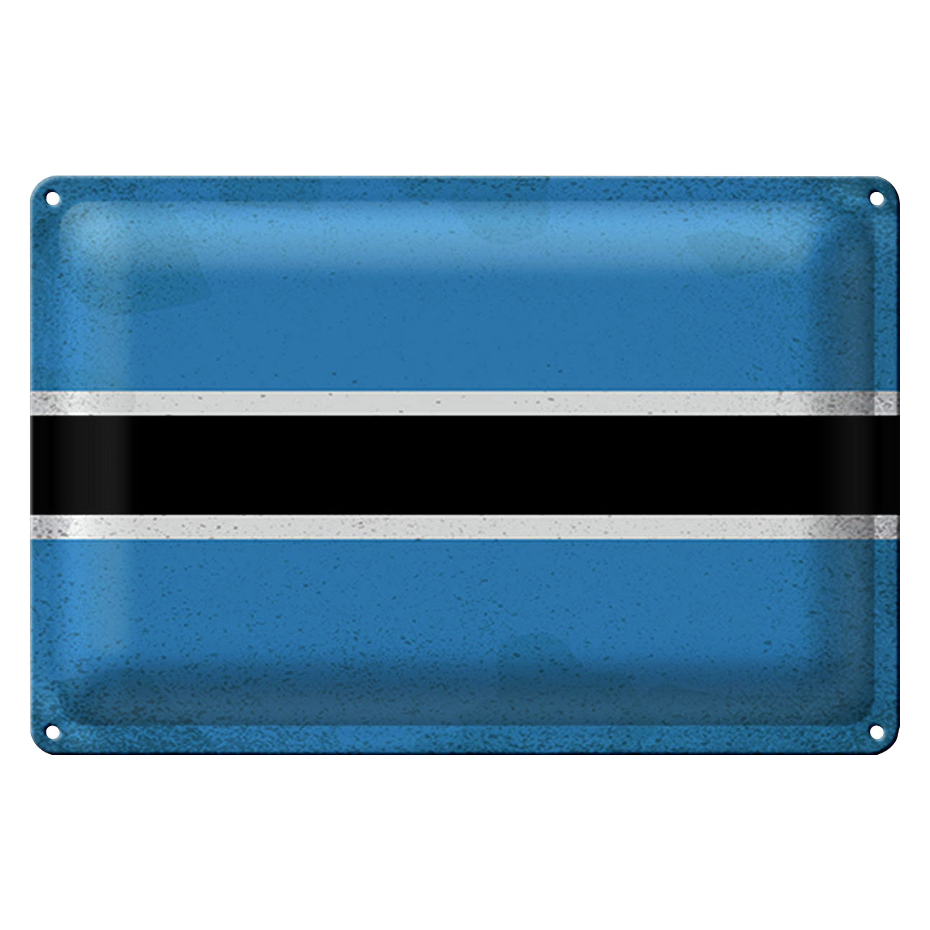 Roomando Metallschild Flagge Botswana 18x12cm Flag Botsuana Vintage