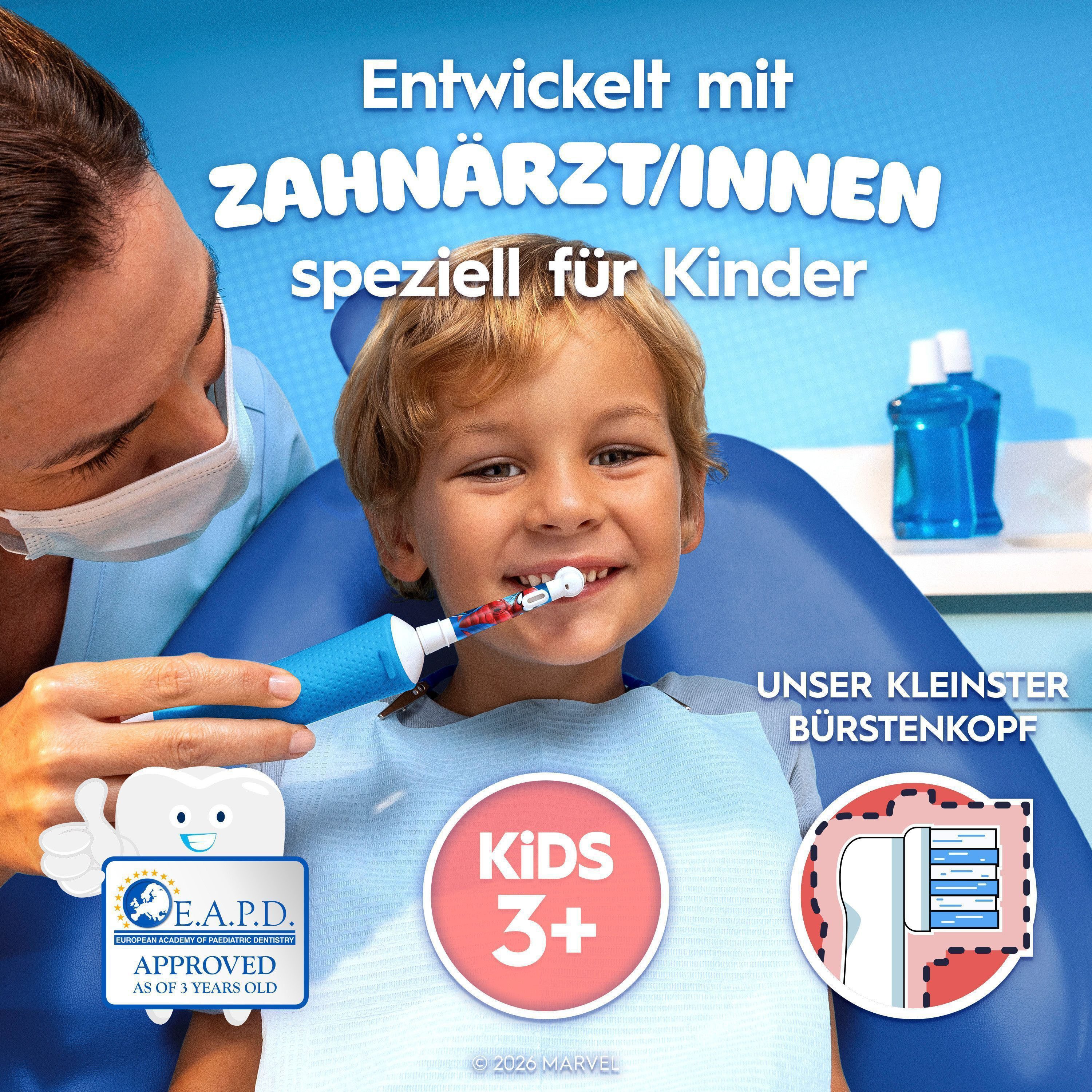 Oral-B Elektrische Zahnbürste Pro Kids Spiderman, Aufsteckbürsten: 1 St., für Kinder ab 3 Jahren