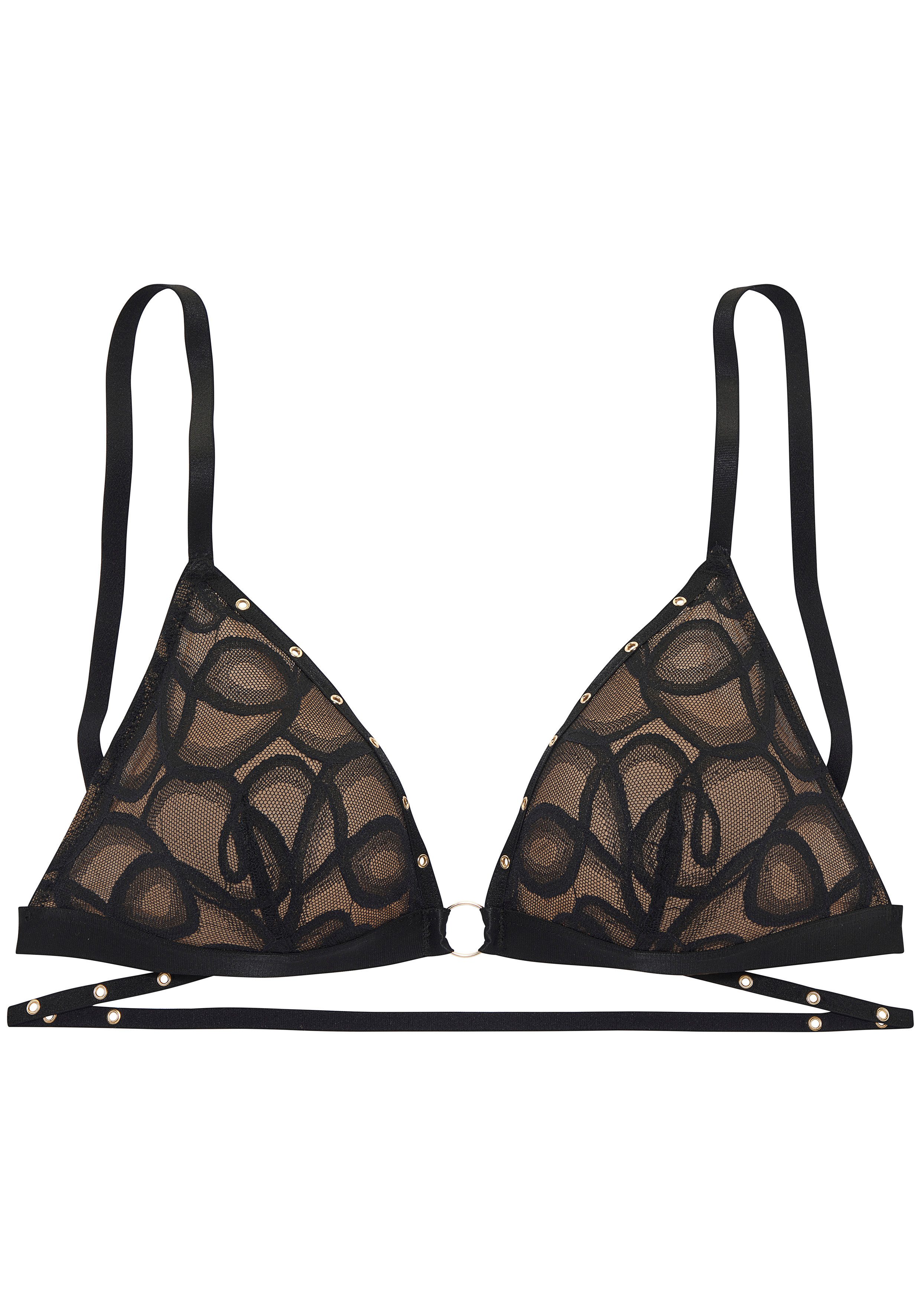 petite fleur gold Bralette-BH Luna ohne Bügel, im Nieten- und Bänder-Look, sexy Dessous, Reizwäsche