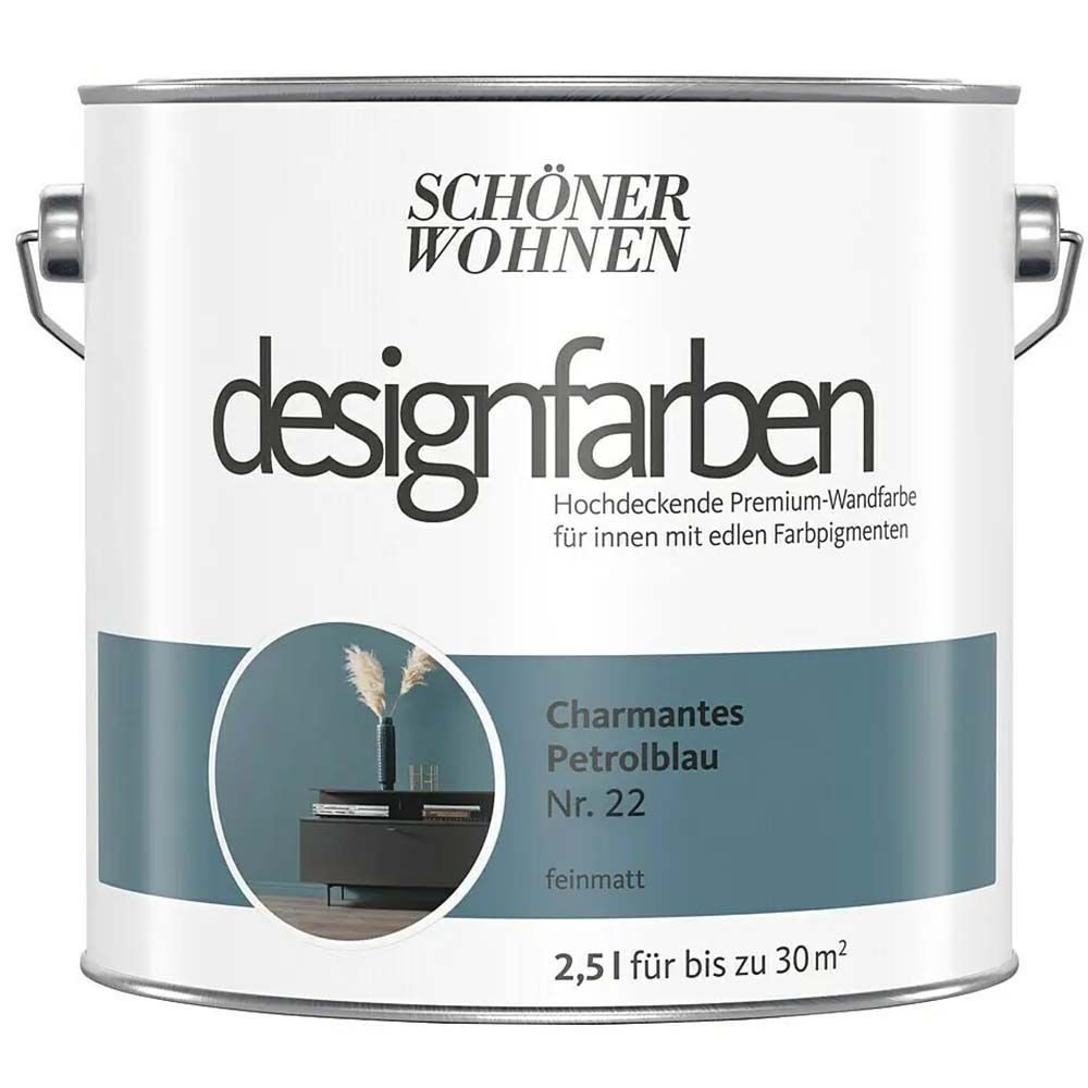 SCHÖNER WOHNEN FARBE Wandfarbe Schöner Wohnen Designfarben 2,5 Ltr. Charmantes Petrolblau Nr. 22