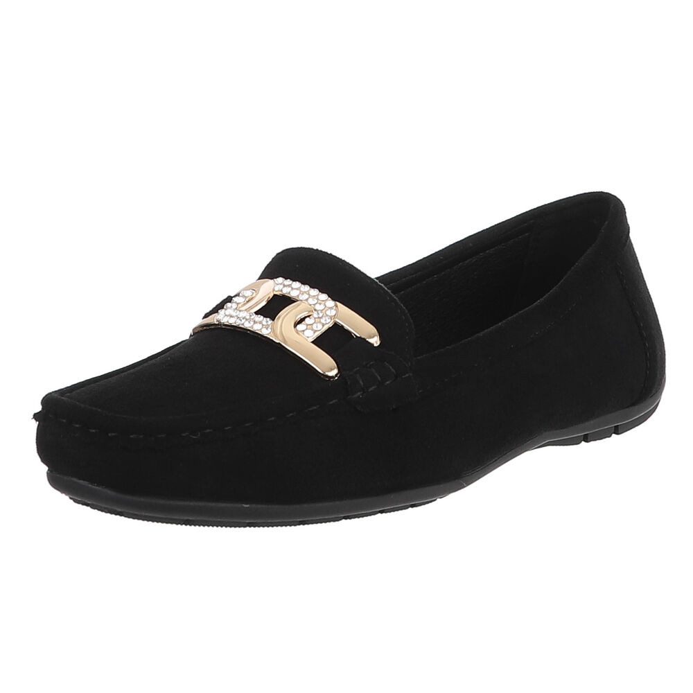 Ital-Design Mokassin mit Glitzerdetails für Damen, vielseitig und bequem Slipper (91554486) Flach Mokassins in Schwarz