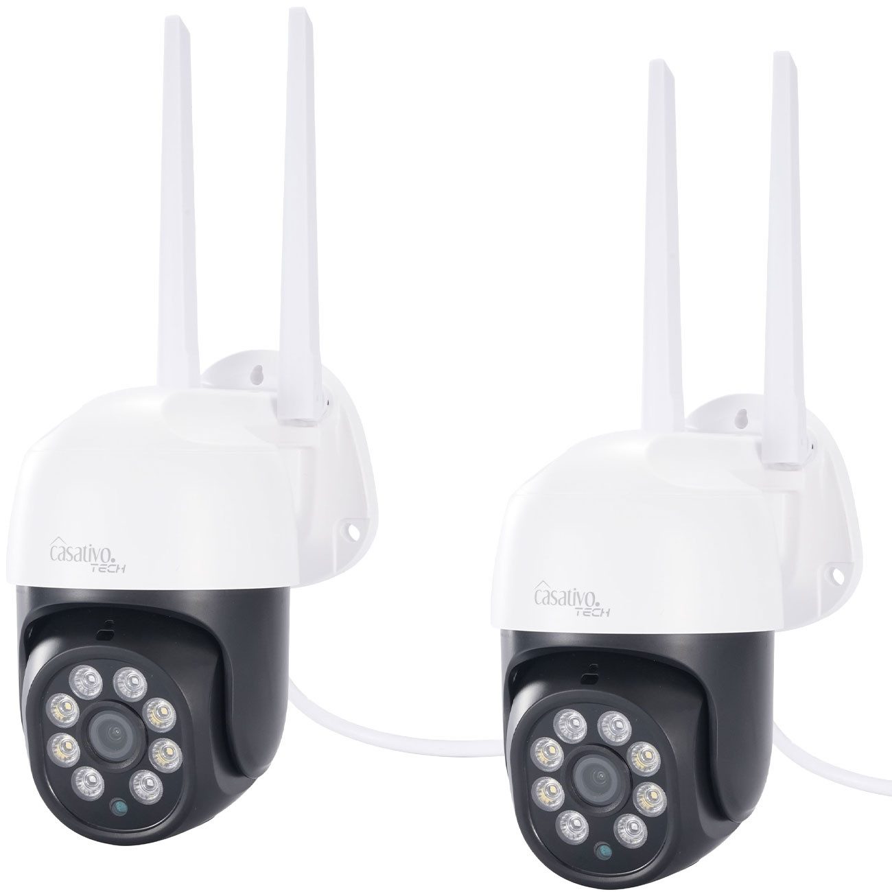 Casativo Überwachungskamera 2K WLAN Outdoor Überwachungskamera mit IP66 Pan-Tilt 15m Sirene (2-tlg., 355°/120° Verfolgung, Gegensprechen, 15 m Erkennung, 95 dB Sirene)