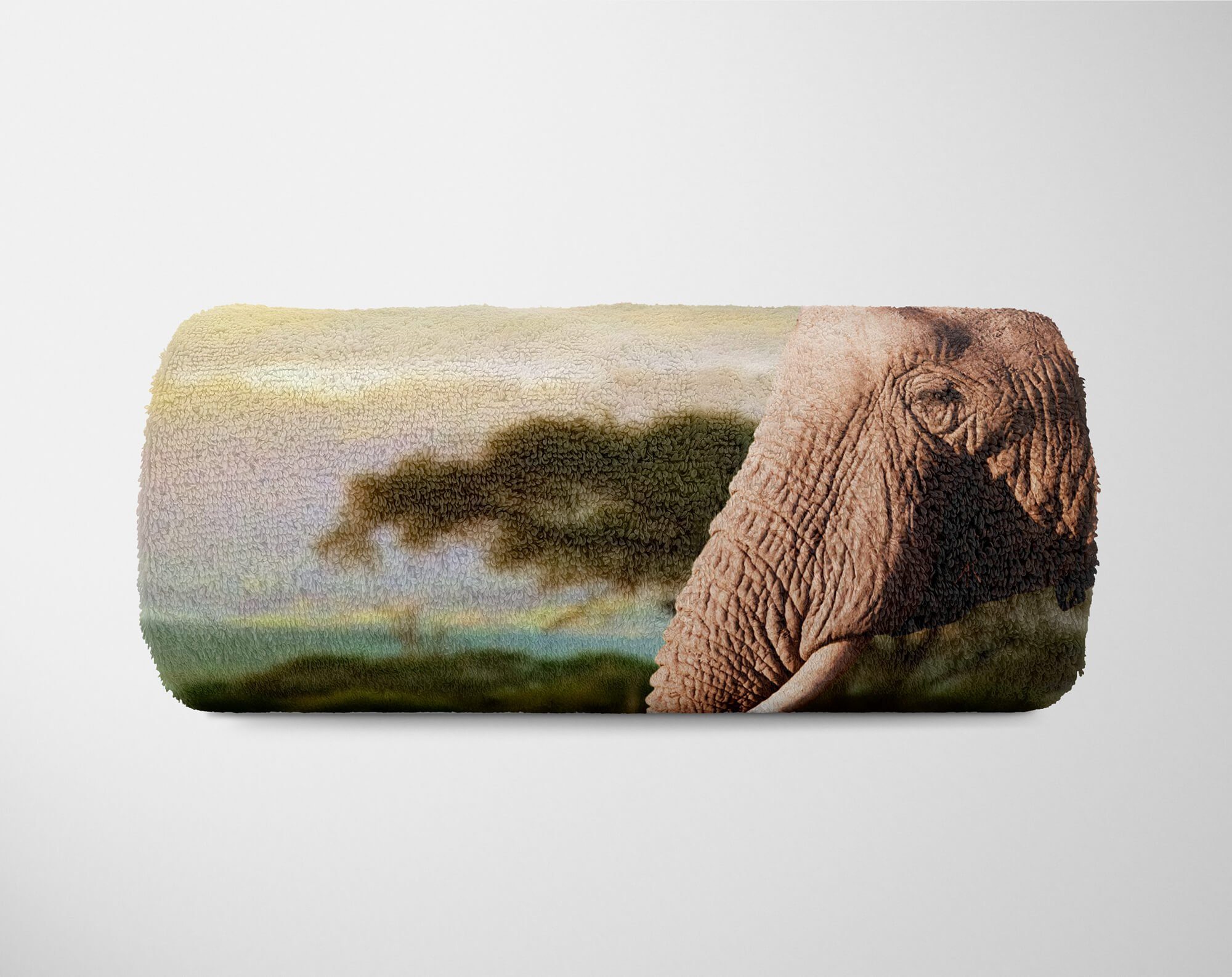 Handtuch Afrika (1-St), Sinus Elefant Saunatuch Kuscheldecke Art Kil, Tiermotiv Strandhandtuch Handtuch mit Baumwolle-Polyester-Mix Handtücher