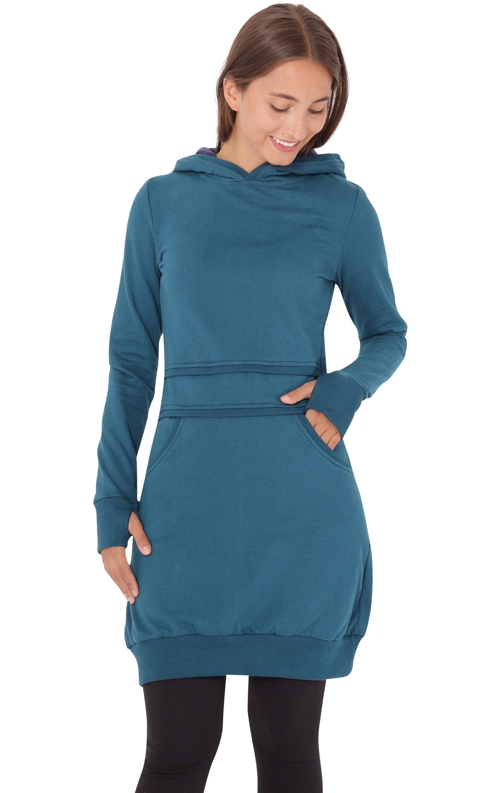 PUREWONDER Sweatkleid Kapuzenpullover-Kleid Hoodie Einfarbig dr19 Blau M ei günstig online kaufen