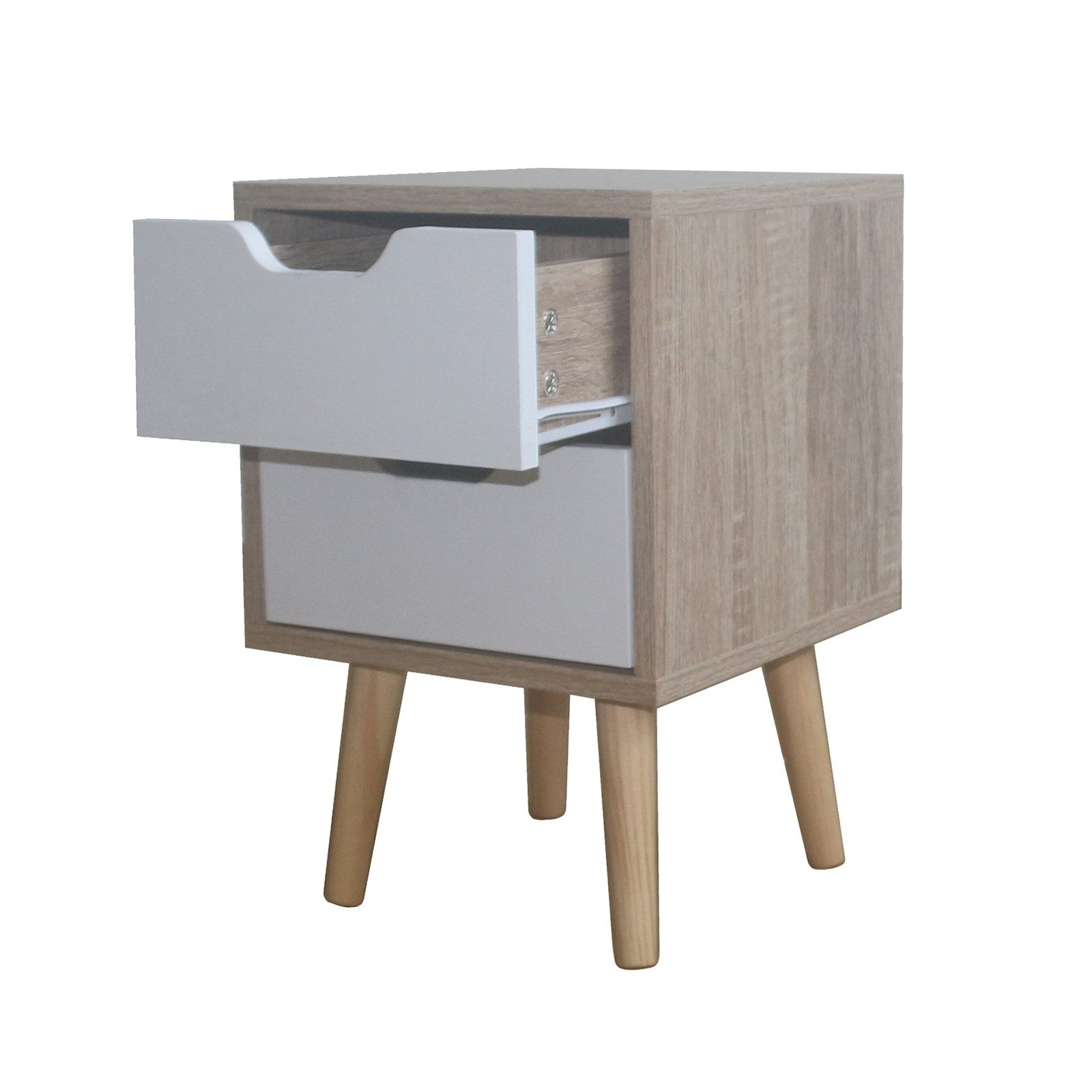 HTI-Living Nachttisch Nachttisch 2 Schubladen 2er-Set Thekla Sonoma Weiß (S günstig online kaufen
