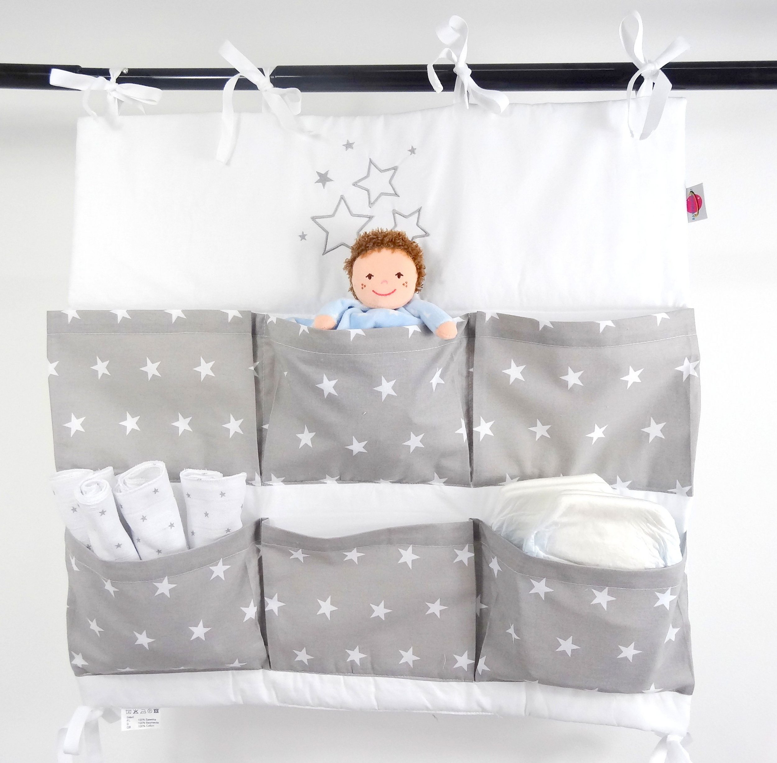 Babymajawelt Betttasche »Baby Betttasche "STARS" 60x60cm Aufbewahrung, für Kinderbett, Kinderzimmer, Bad,«, Für Wickeltisch, Babybett, als Wandaufbewahrung, Spielzeugtasche