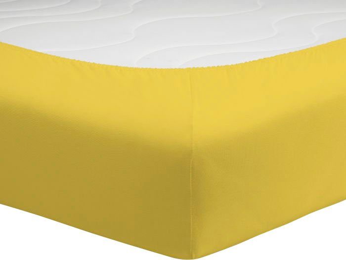 Spannbettlaken Mako-Jersey, Gummizug: Stück), Mako-Jersey, gelb aus Baumwolle rundum, Schlafgut, (1