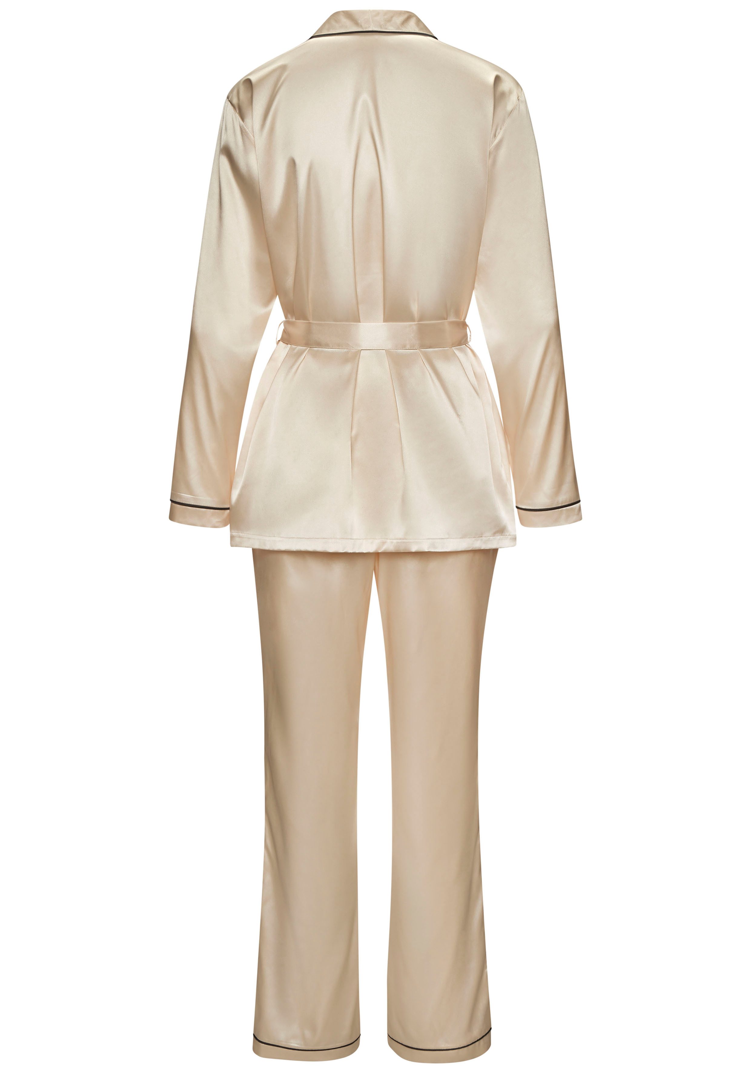 Bruno Banani Pyjama (2 tlg., 1 Stück) Satin mit Kontrastpaspel-Details günstig online kaufen