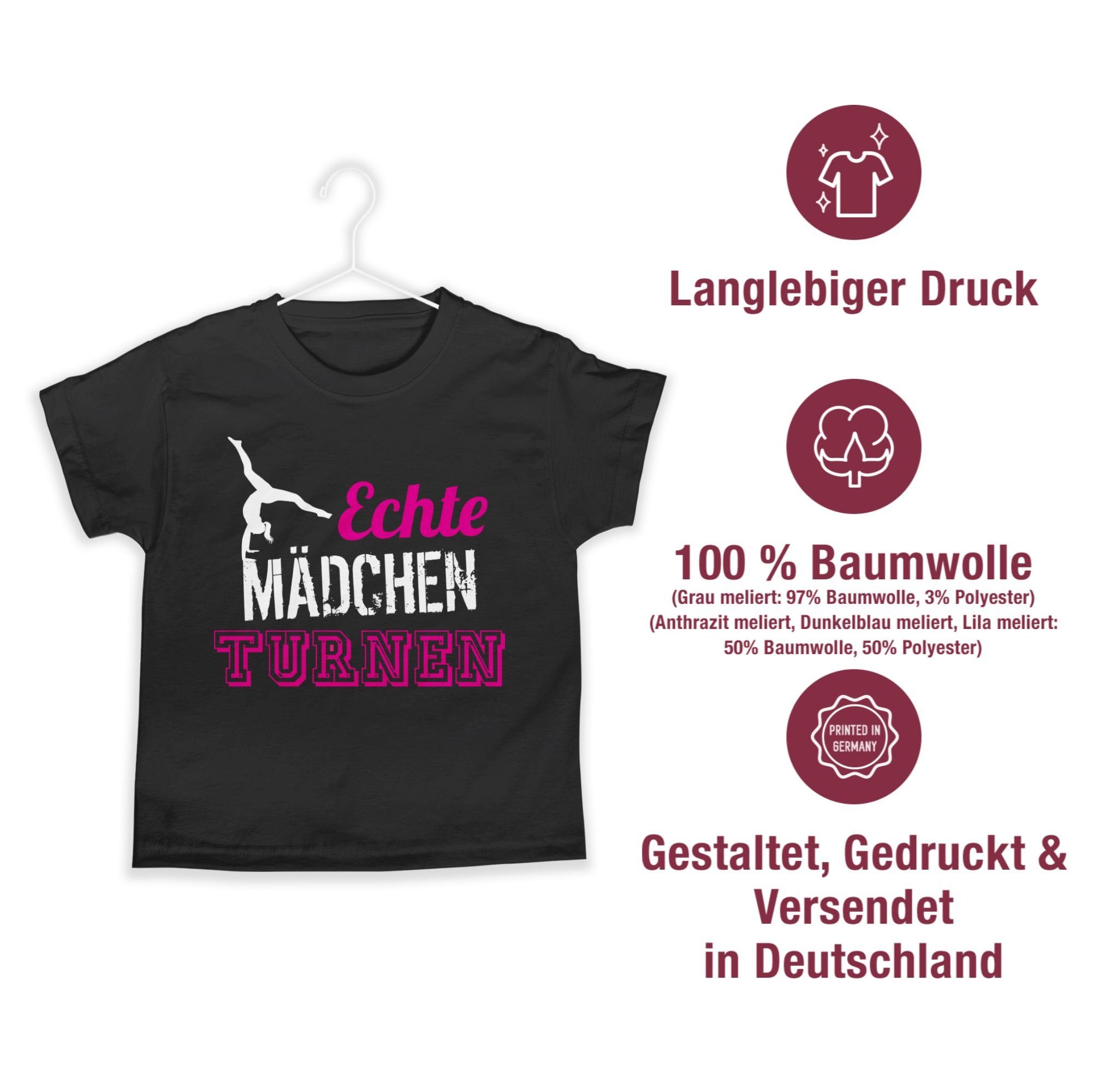 Geschenk Schwarz Sport Turnerin 2 Mädchen Shirtracer - Echte Kleidung T-Shirt Kinder turnen