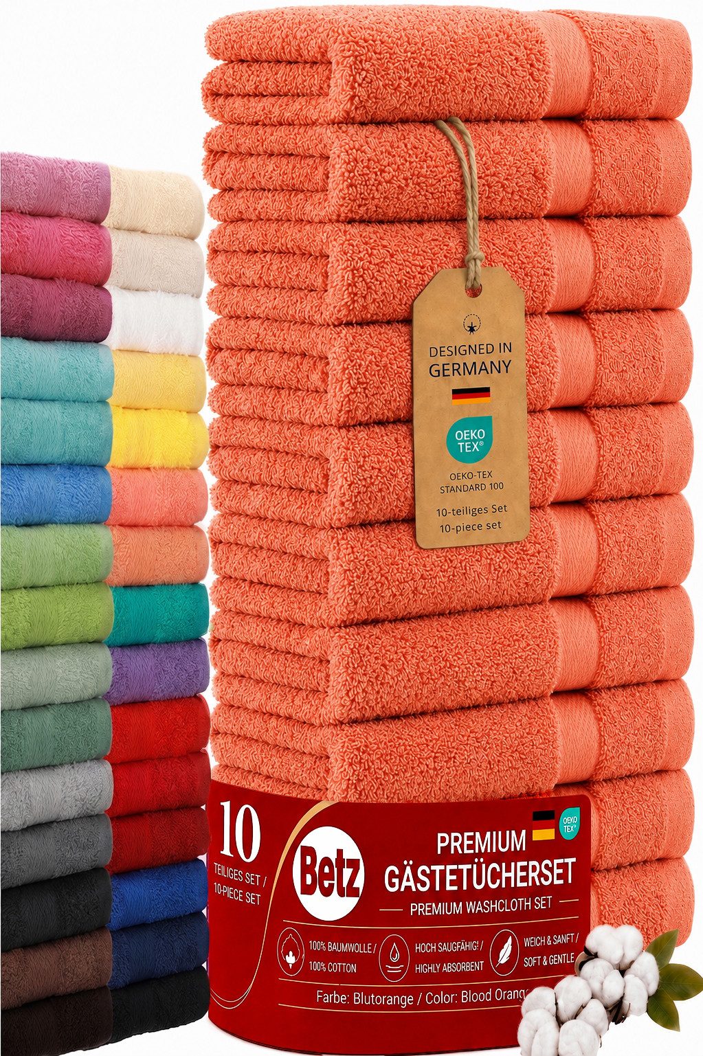 Betz Gästehandtücher 10 tlg. Gästehandtücher-Set PREMIUM 100 % Baumwolle 30x50cm, 100% Baumwolle (10-St)
