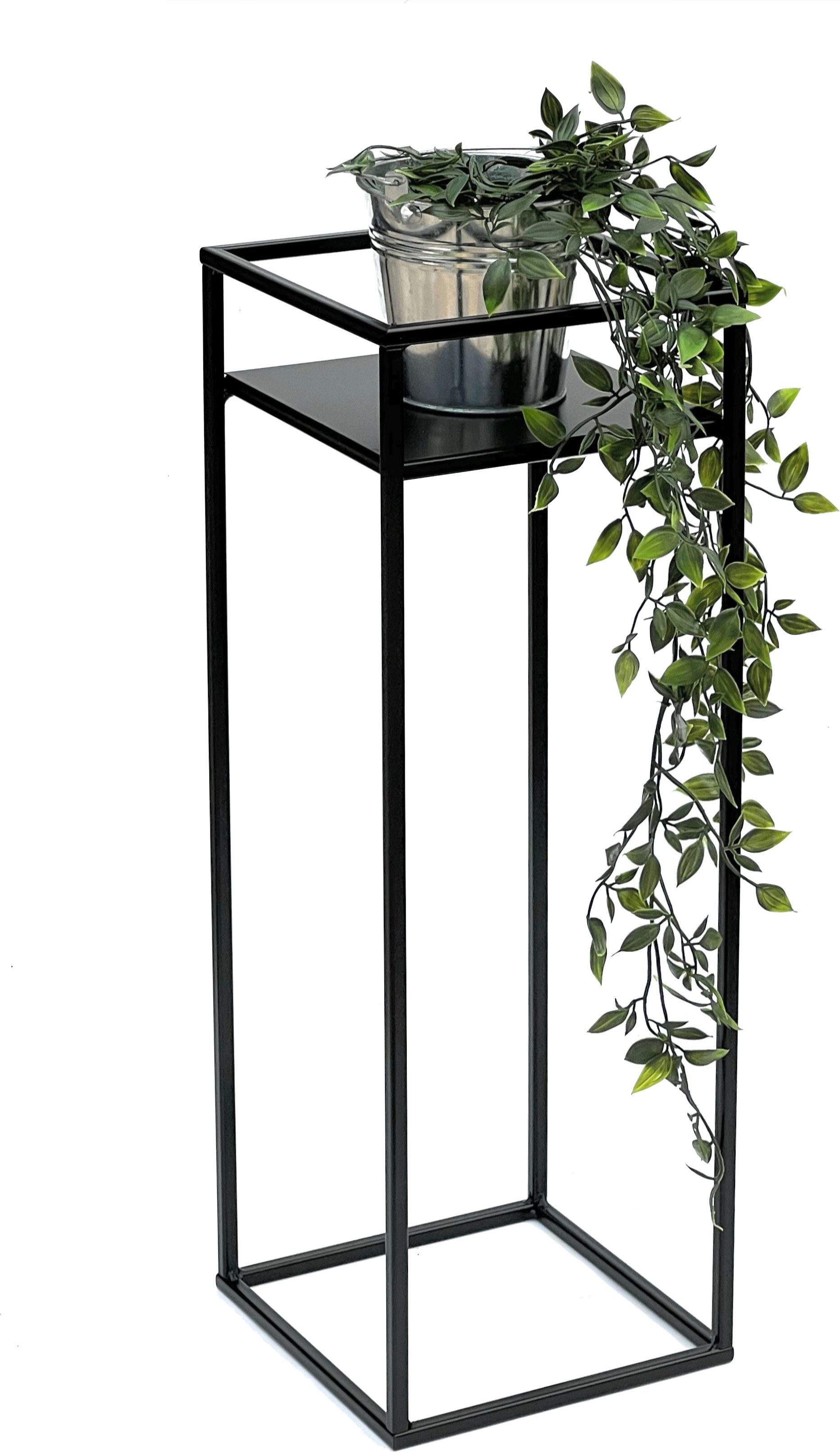 Blumenhocker Blumenständer Metall Schwarz Eckig 62 cm Beistelltisch 453