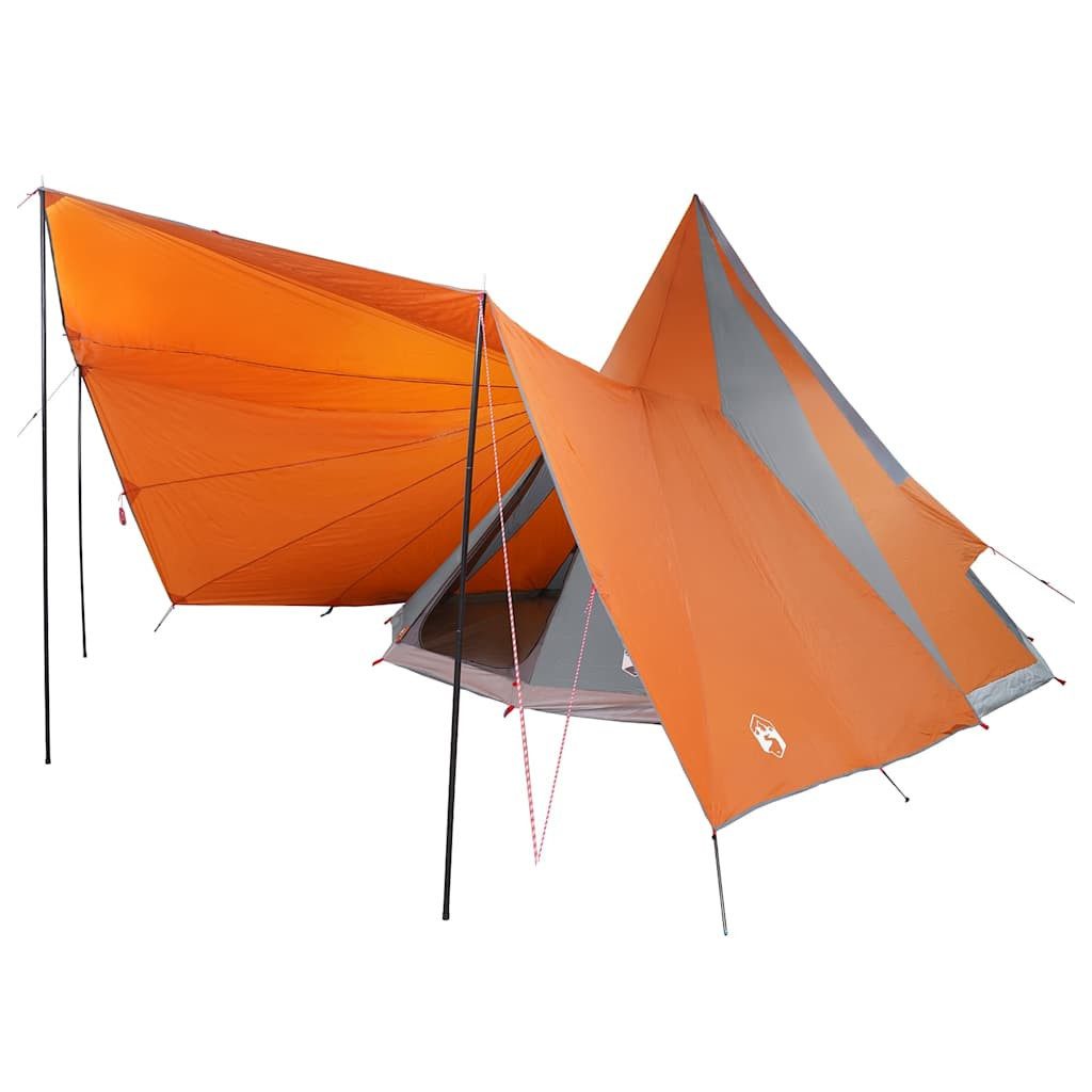 vidaXL Tipi-Zelt Tipi Zelt mit Dach Grau und Orange 510 x 690 x 330 cm Taft, Personen: 12 (1 tlg)