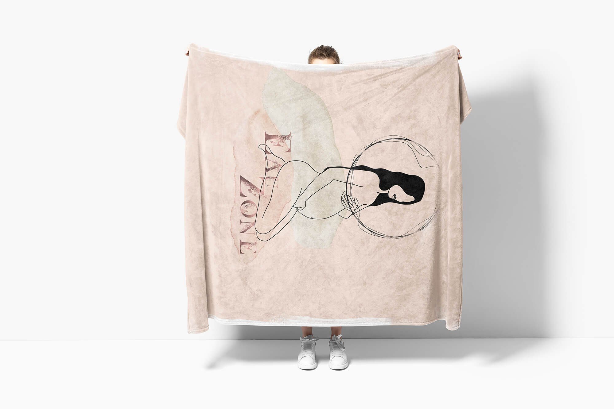 Sinus Art Handtücher Handtuch Strandhandtuch Frau Kuscheldecke (1-St), Saunatuch schwangere Motiv, Baumwolle-Polyester-Mix Handtuch Kunstvoll