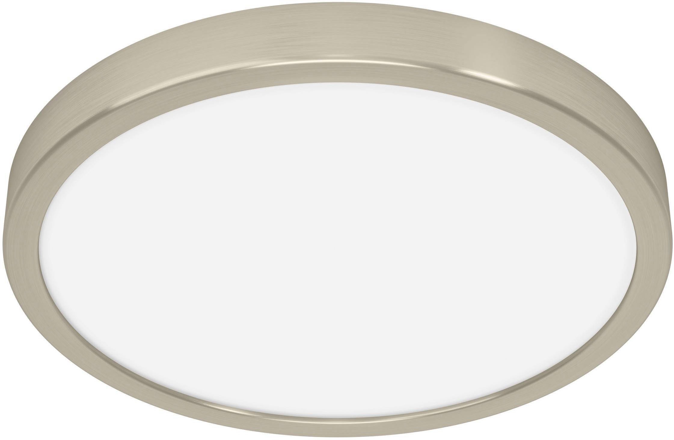 EGLO Aufbauleuchte Fueva 6 Deckenleuchte, Badlampe Decke, Metall und Kunststoff, IP44, mehrere Helligkeitsstufen, LED fest integriert, Neutralweiß, Kaltweiß, Warmweiß, Aufbauleuchte - H2,5 x Ø27,8 cm - nickel-matt - 14,2W inkl.